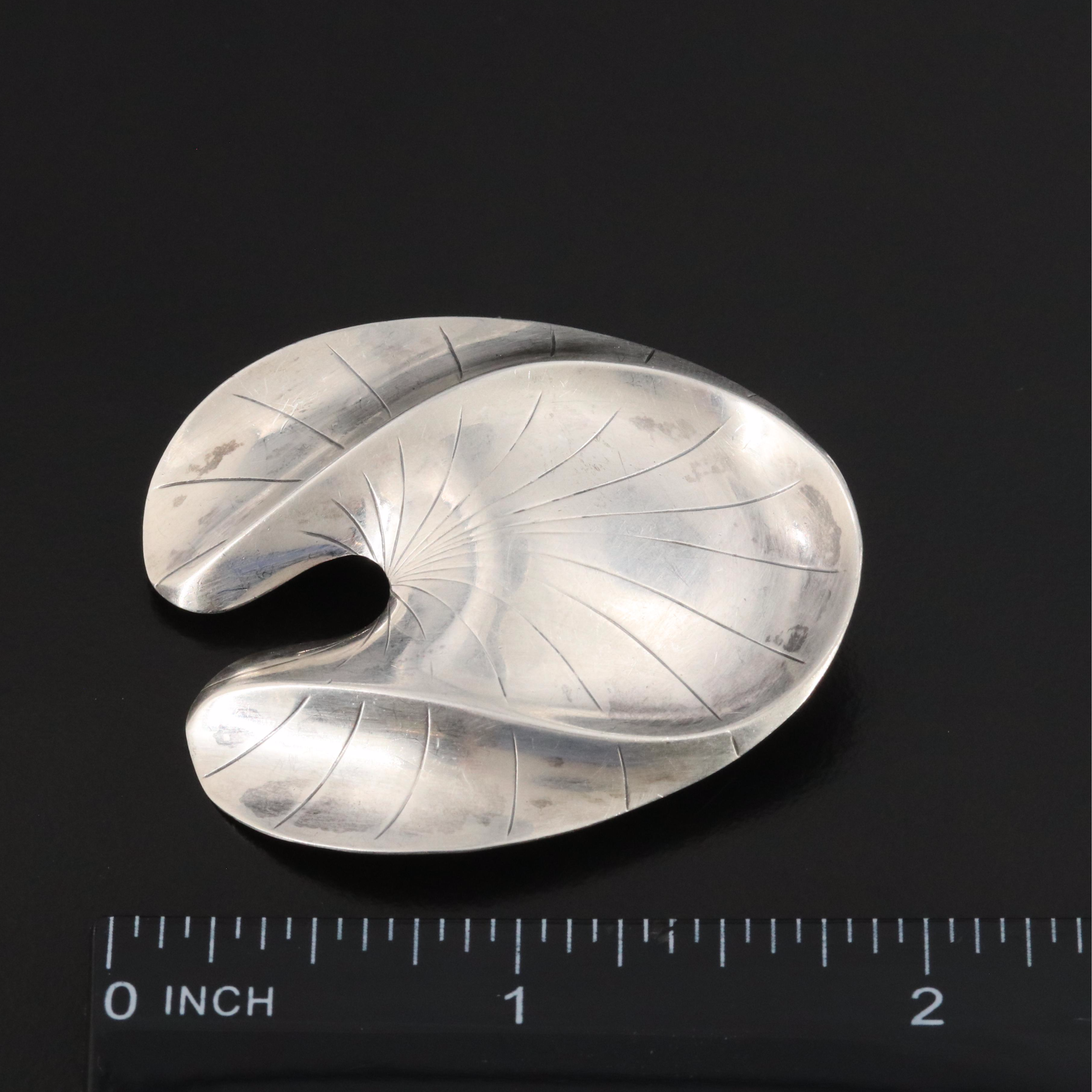 Danish Herman Siersbol Sterling Lily Pad Brooch