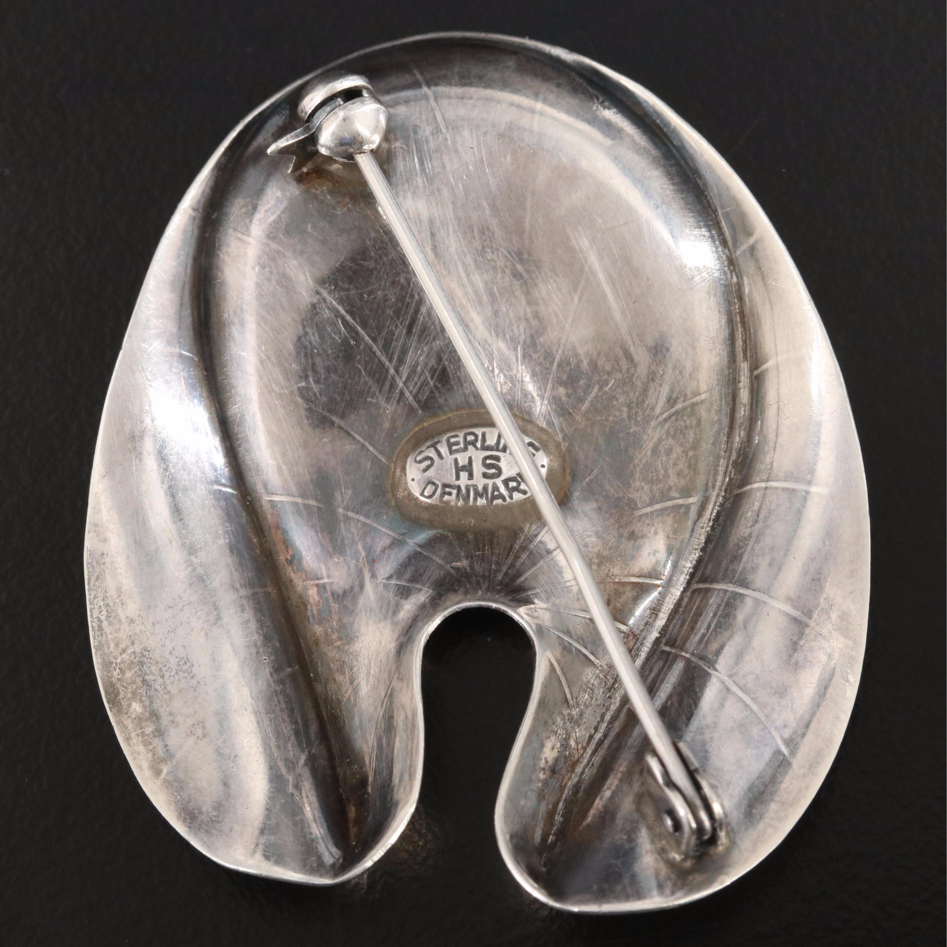 Danish Herman Siersbol Sterling Lily Pad Brooch