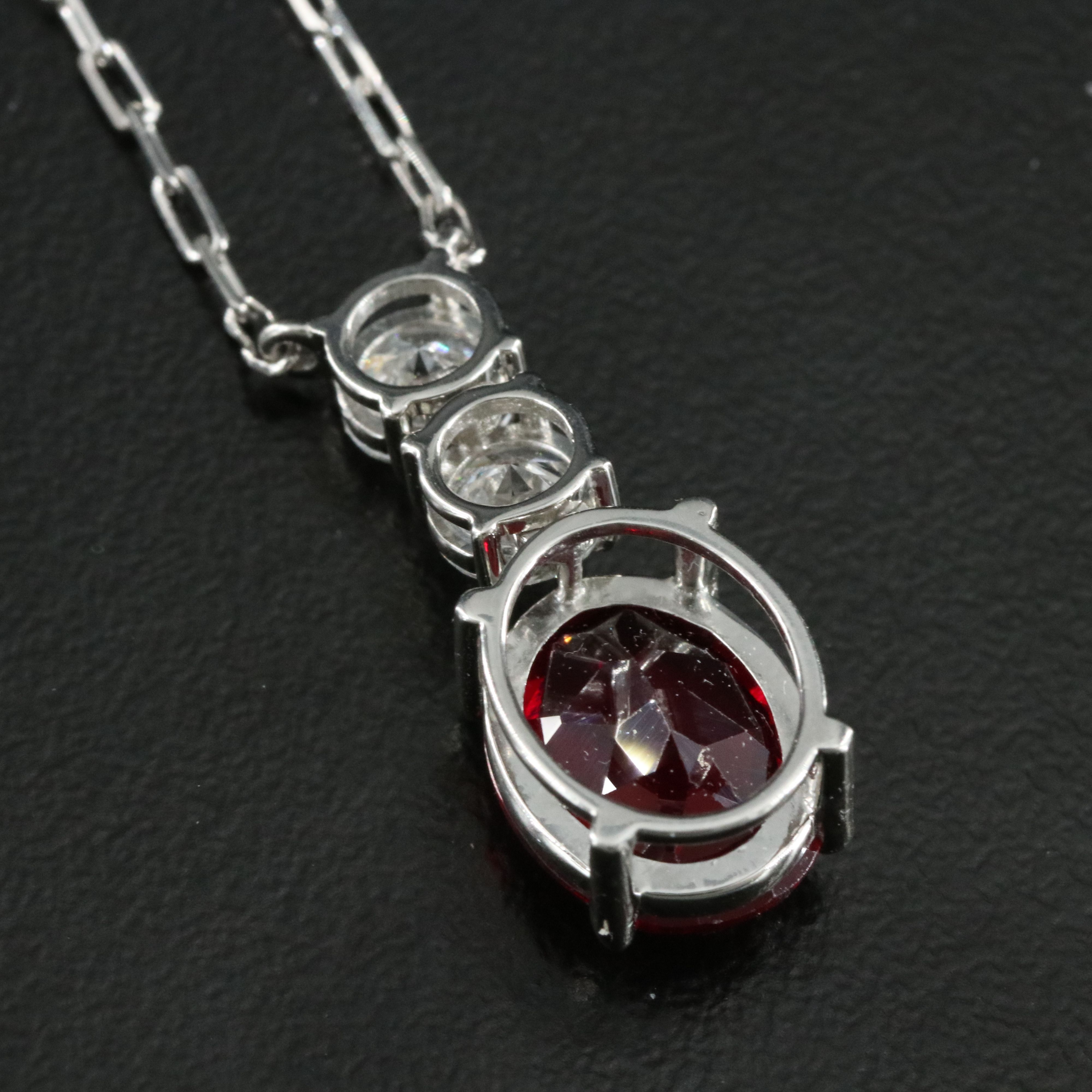 Platinum 3.07 CT Ruby and 4.87 CTW Lab Grown Diamond Station Pendant Necklace