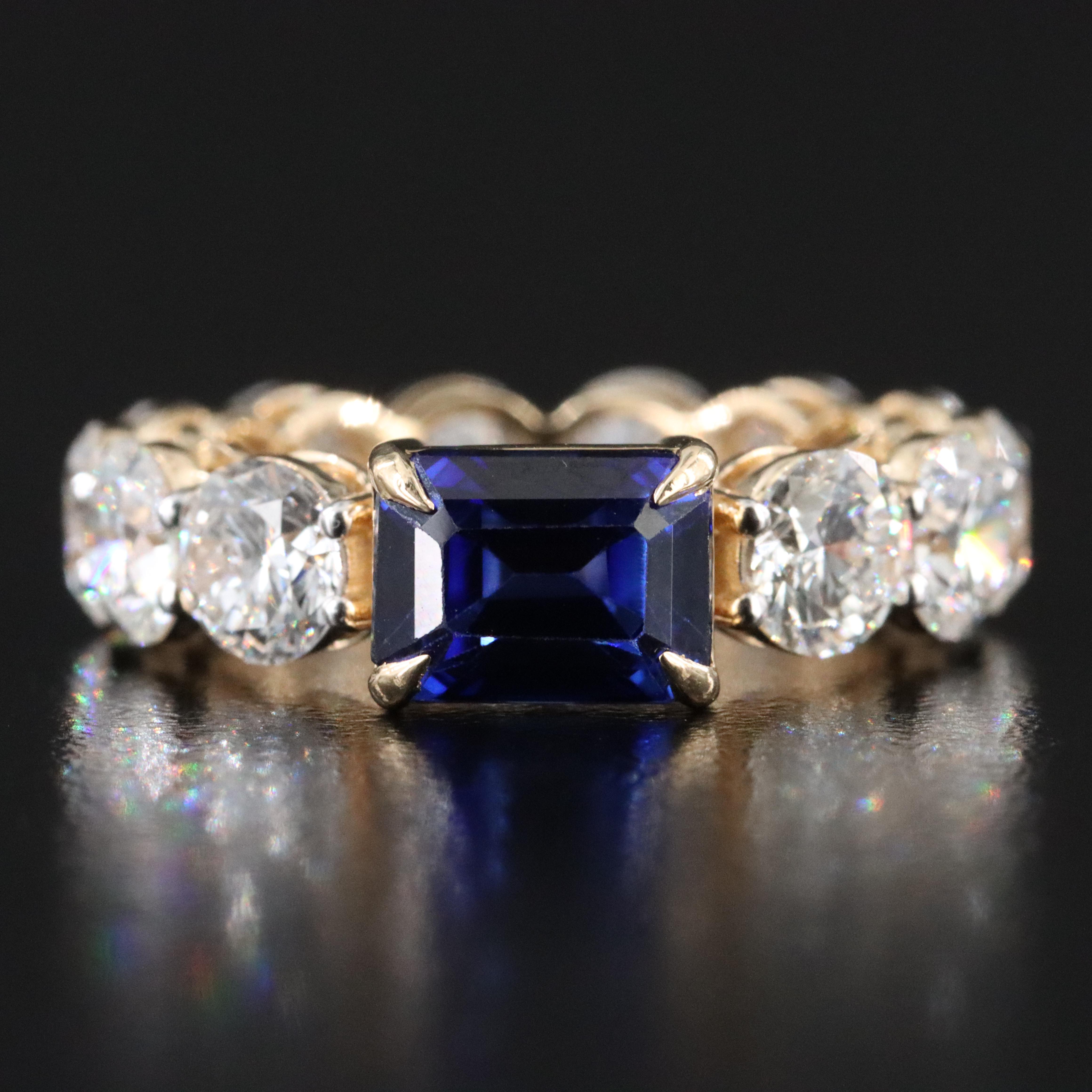 14K 2.24 CT Sapphire and 5.89 CTW Lab Grown Diamond Eternity Ring