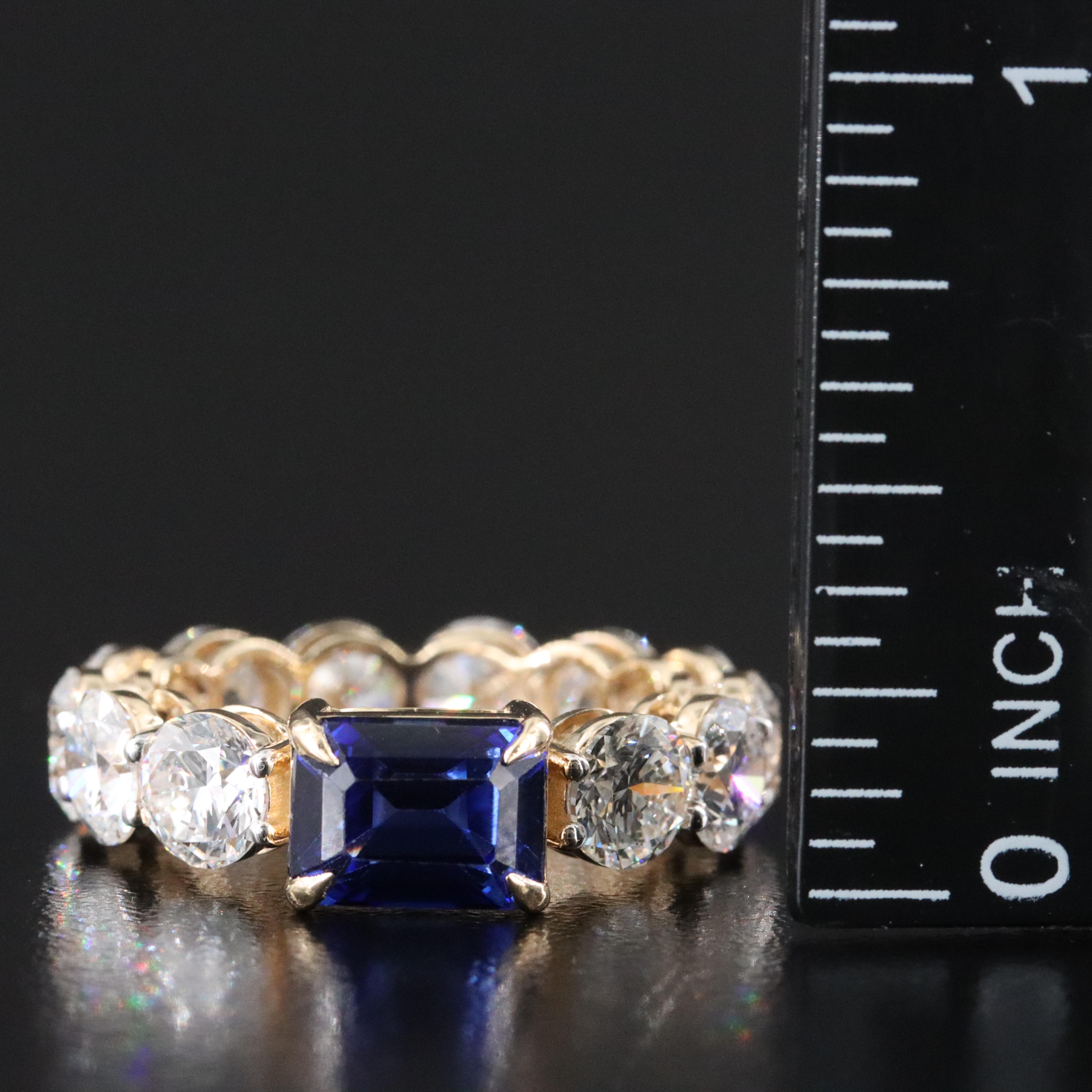 14K 2.24 CT Sapphire and 5.89 CTW Lab Grown Diamond Eternity Ring