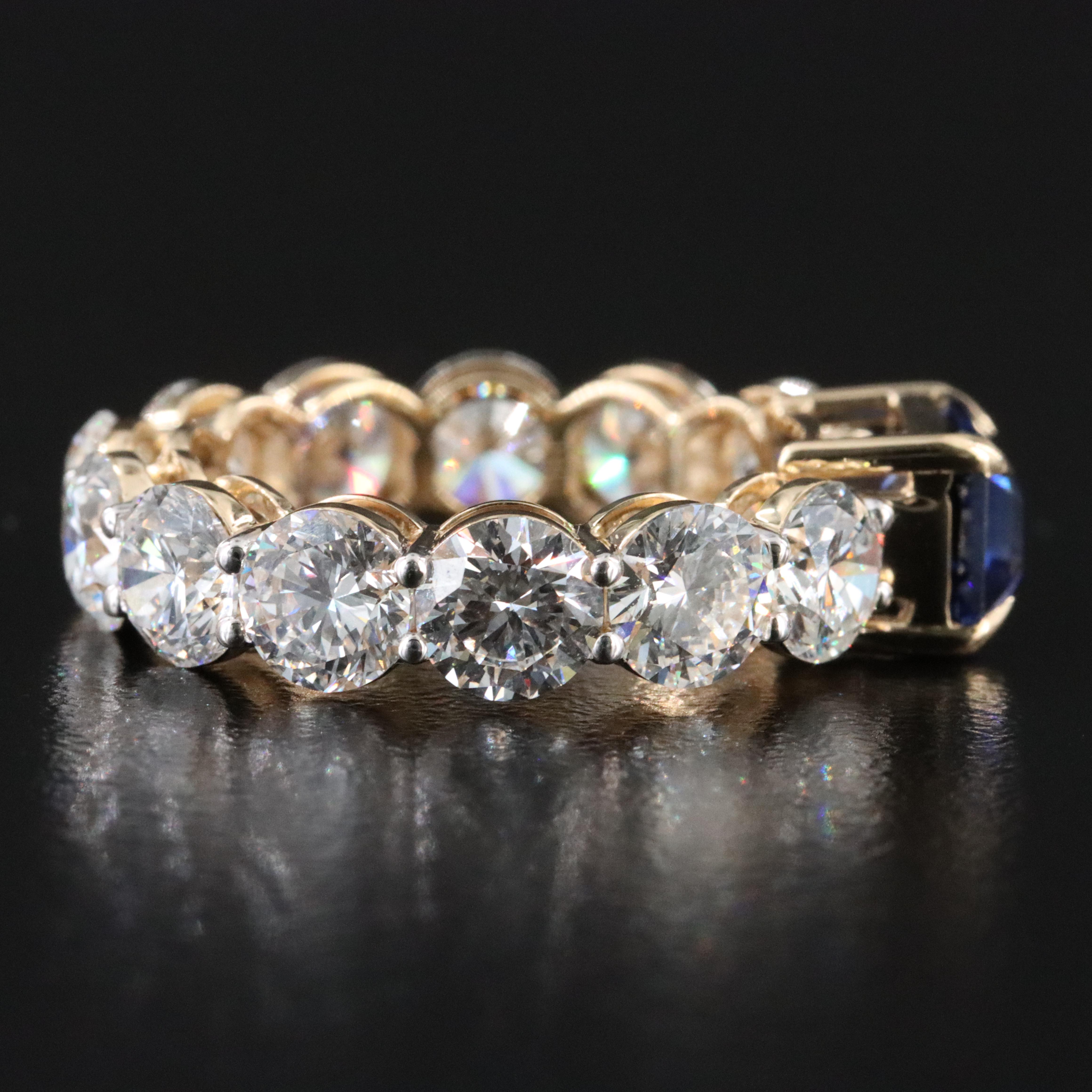 14K 2.24 CT Sapphire and 5.89 CTW Lab Grown Diamond Eternity Ring