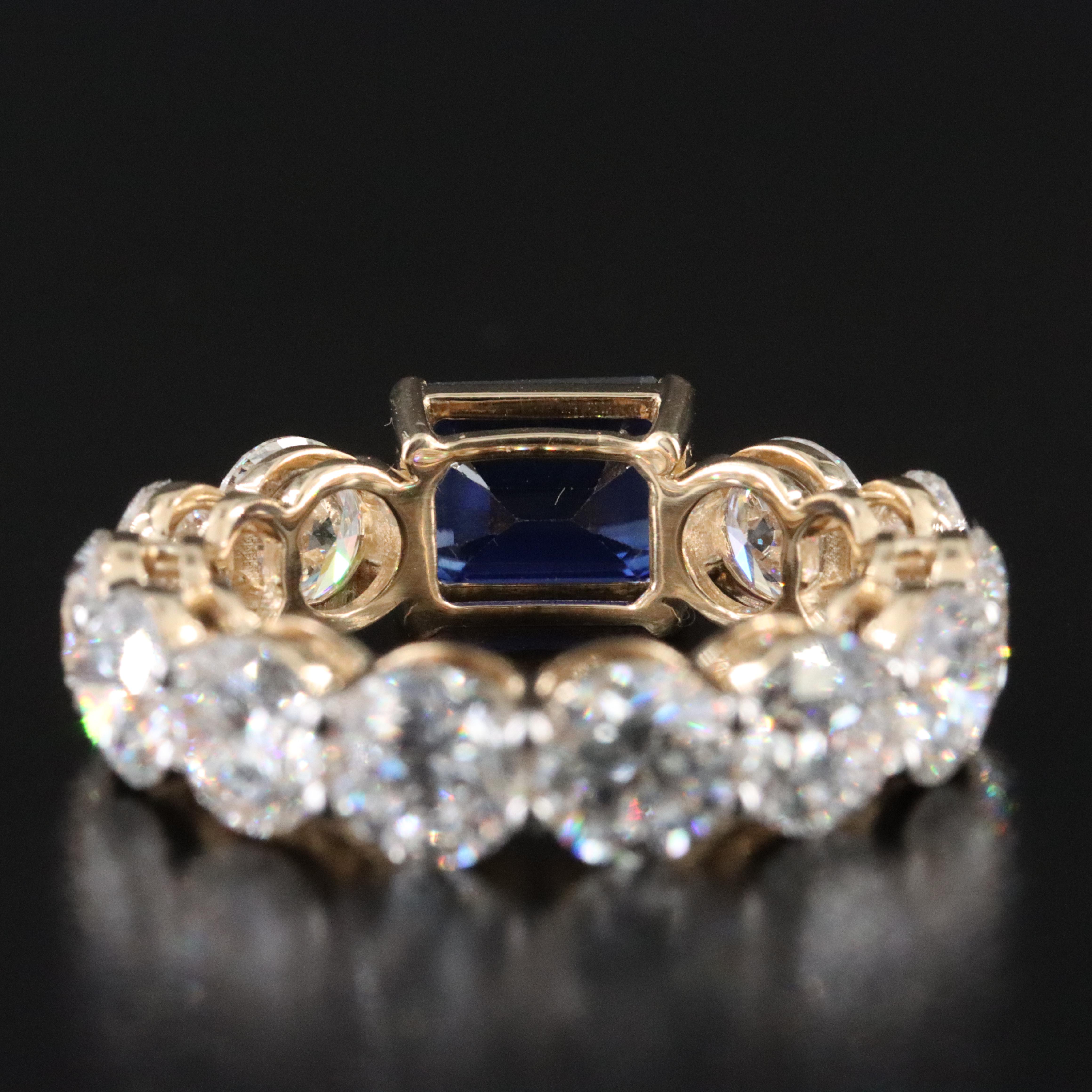 14K 2.24 CT Sapphire and 5.89 CTW Lab Grown Diamond Eternity Ring
