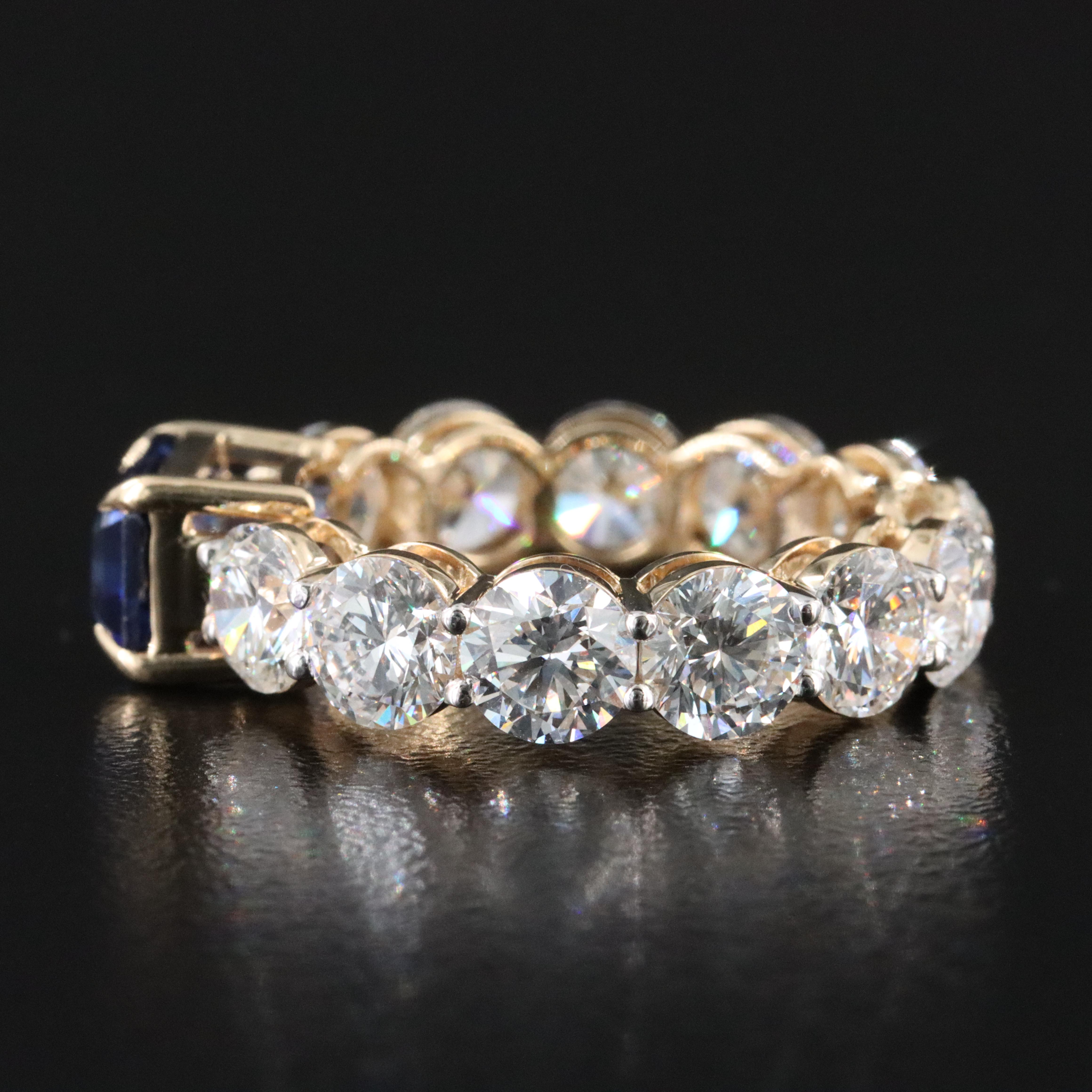 14K 2.24 CT Sapphire and 5.89 CTW Lab Grown Diamond Eternity Ring