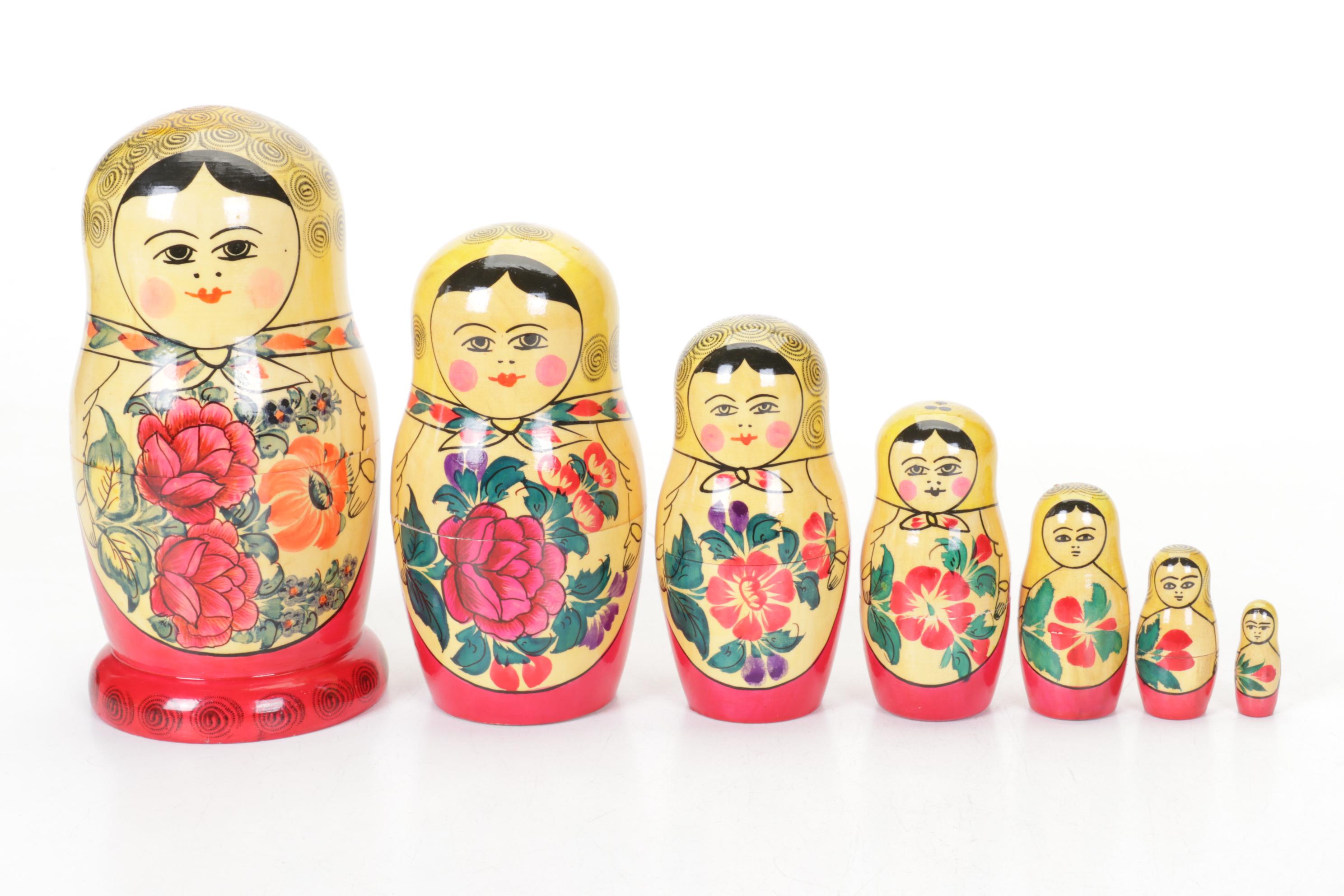 Soviet Handmade Matryoshka Nesting Doll, Mid to Late 20th Century