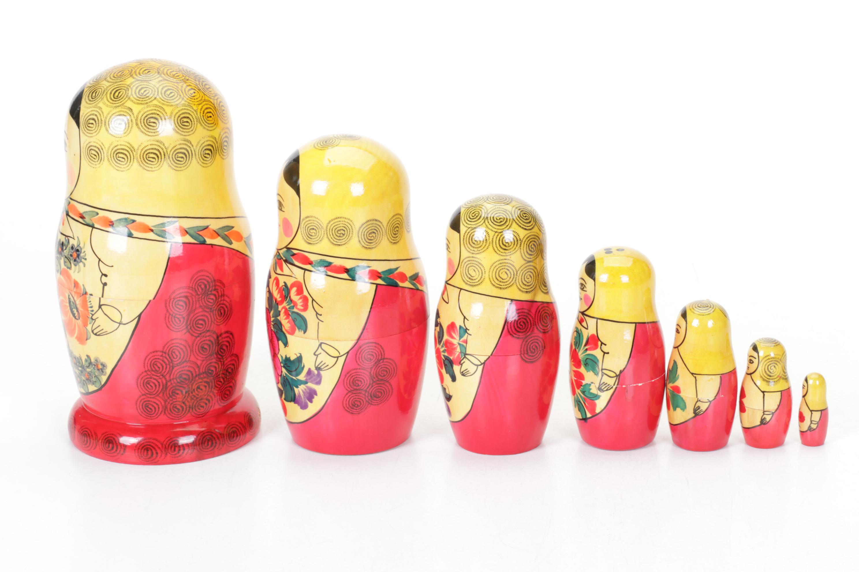 Soviet Handmade Matryoshka Nesting Doll, Mid to Late 20th Century