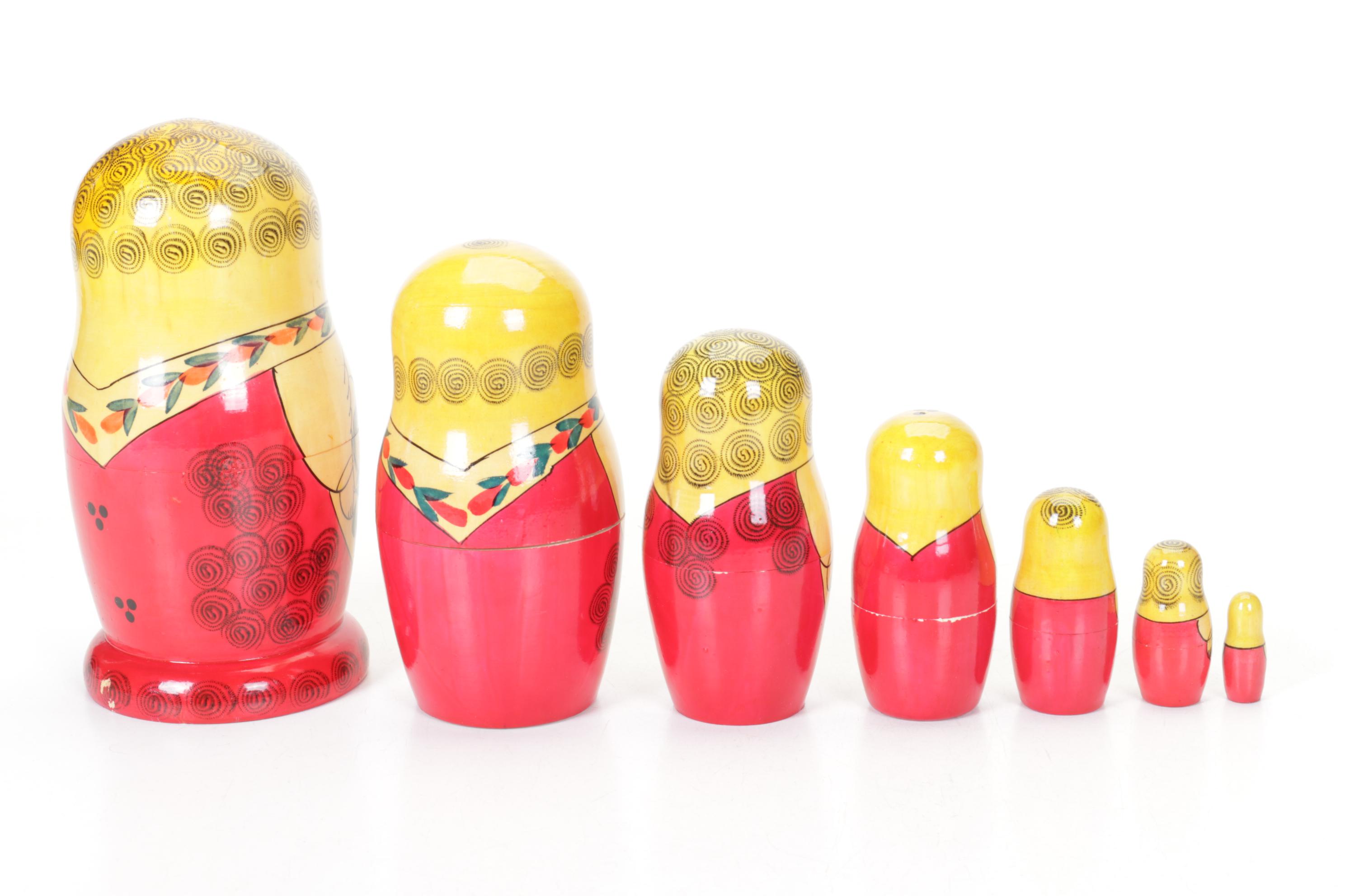 Soviet Handmade Matryoshka Nesting Doll, Mid to Late 20th Century