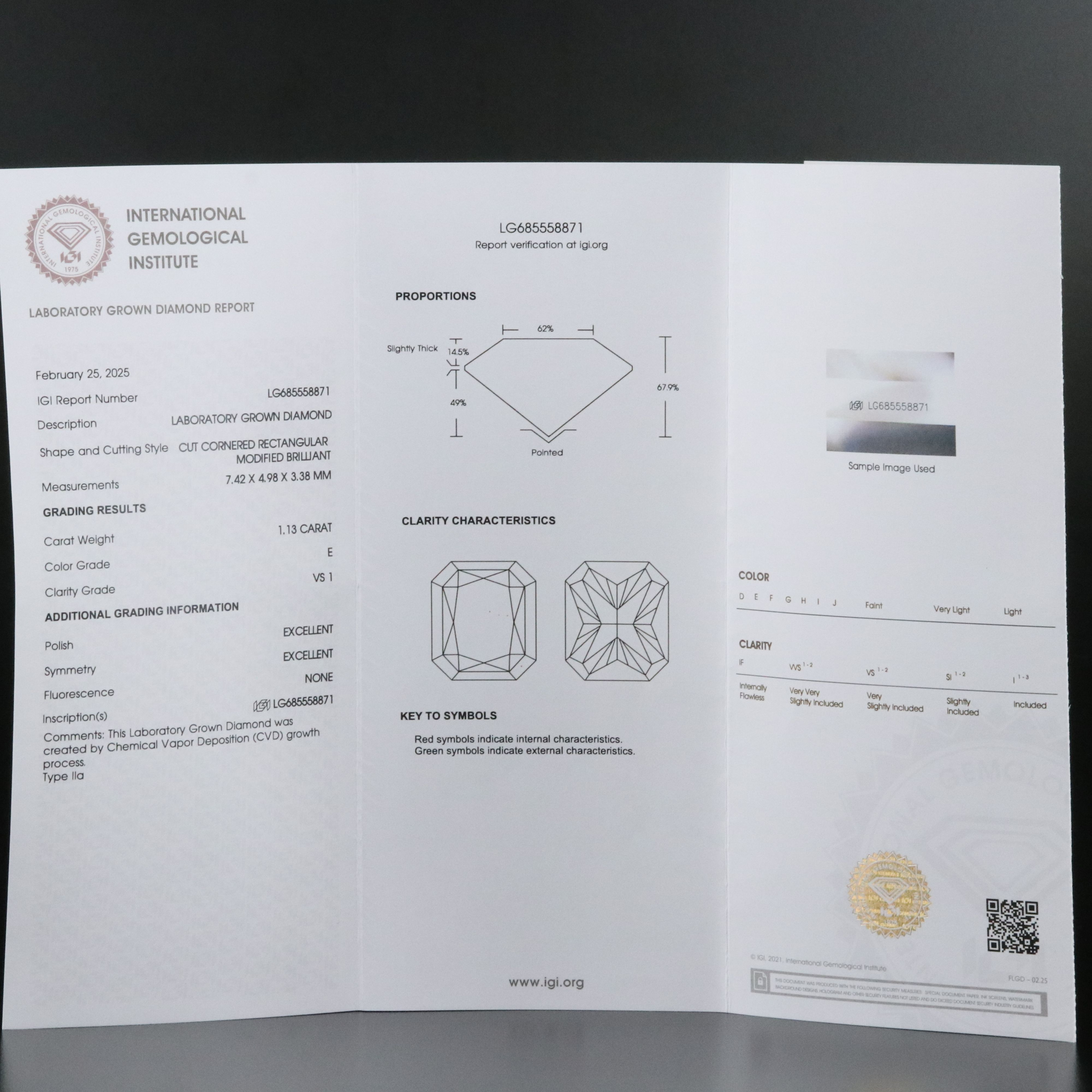 14K 1.13 CT Lab Grown Diamond Solitaire Ring with IGI Report