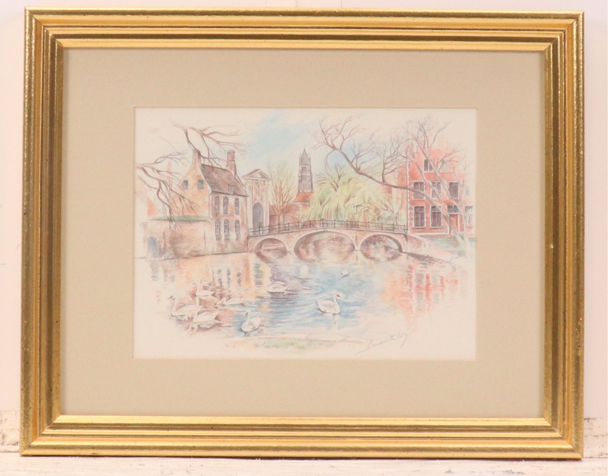 After Burnadette Voz Offset Lithographs of Village Landscapes