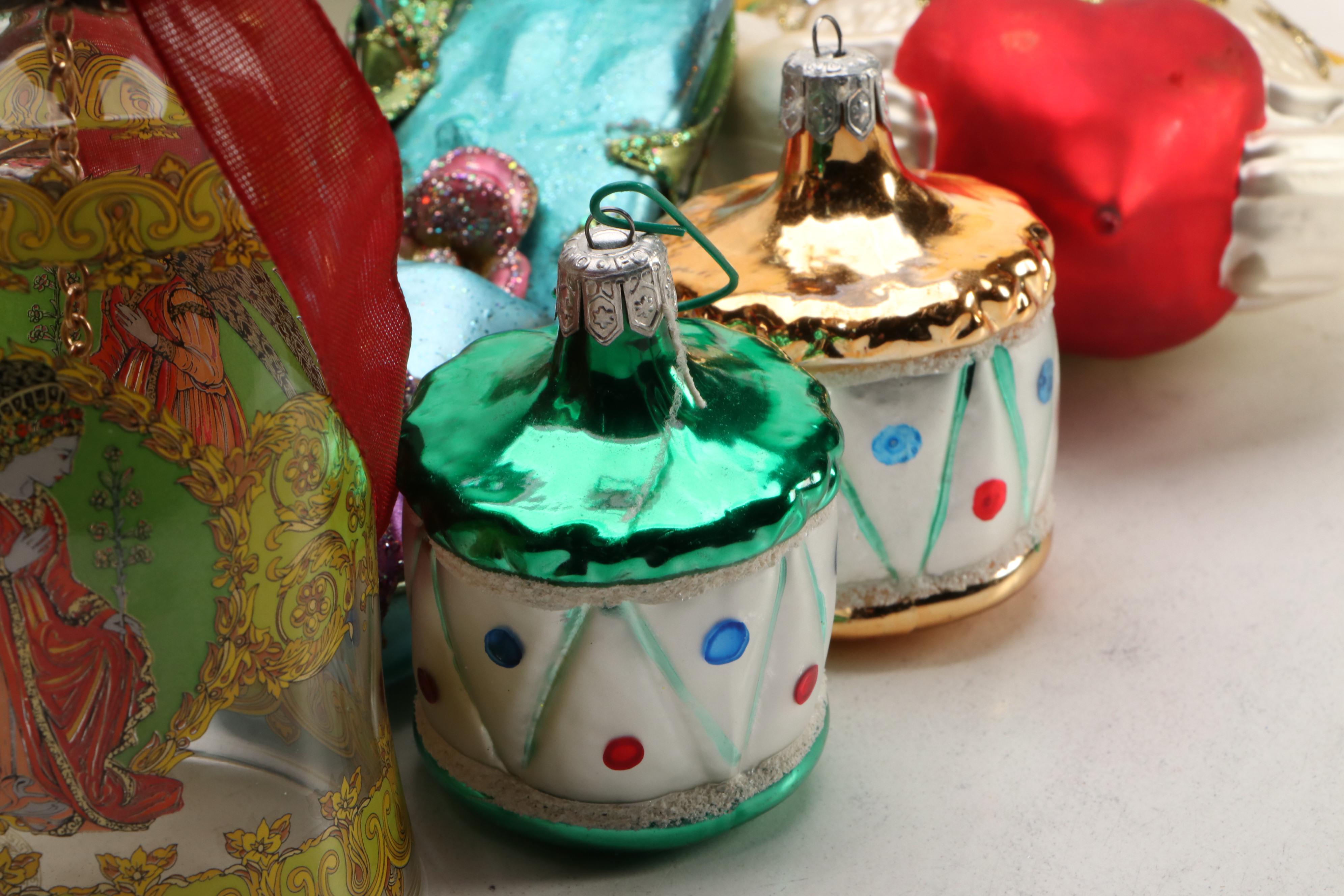 Mold Blown Mercury Glass and Other Christmas Ornaments