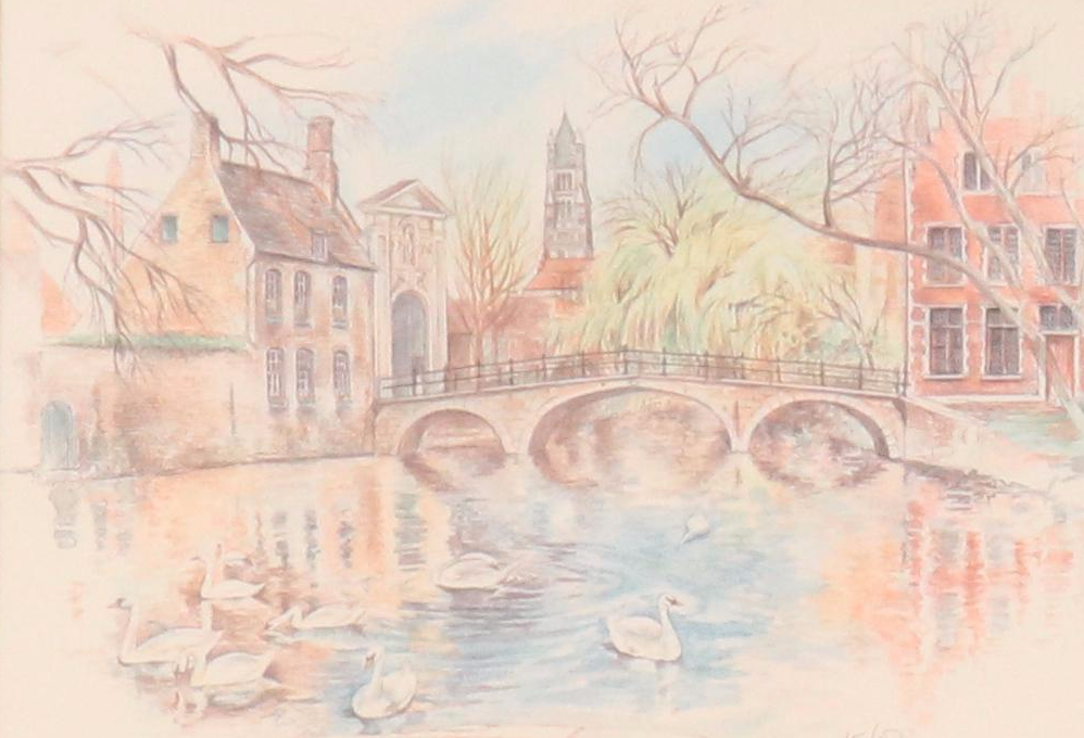 After Burnadette Voz Offset Lithographs of Village Landscapes