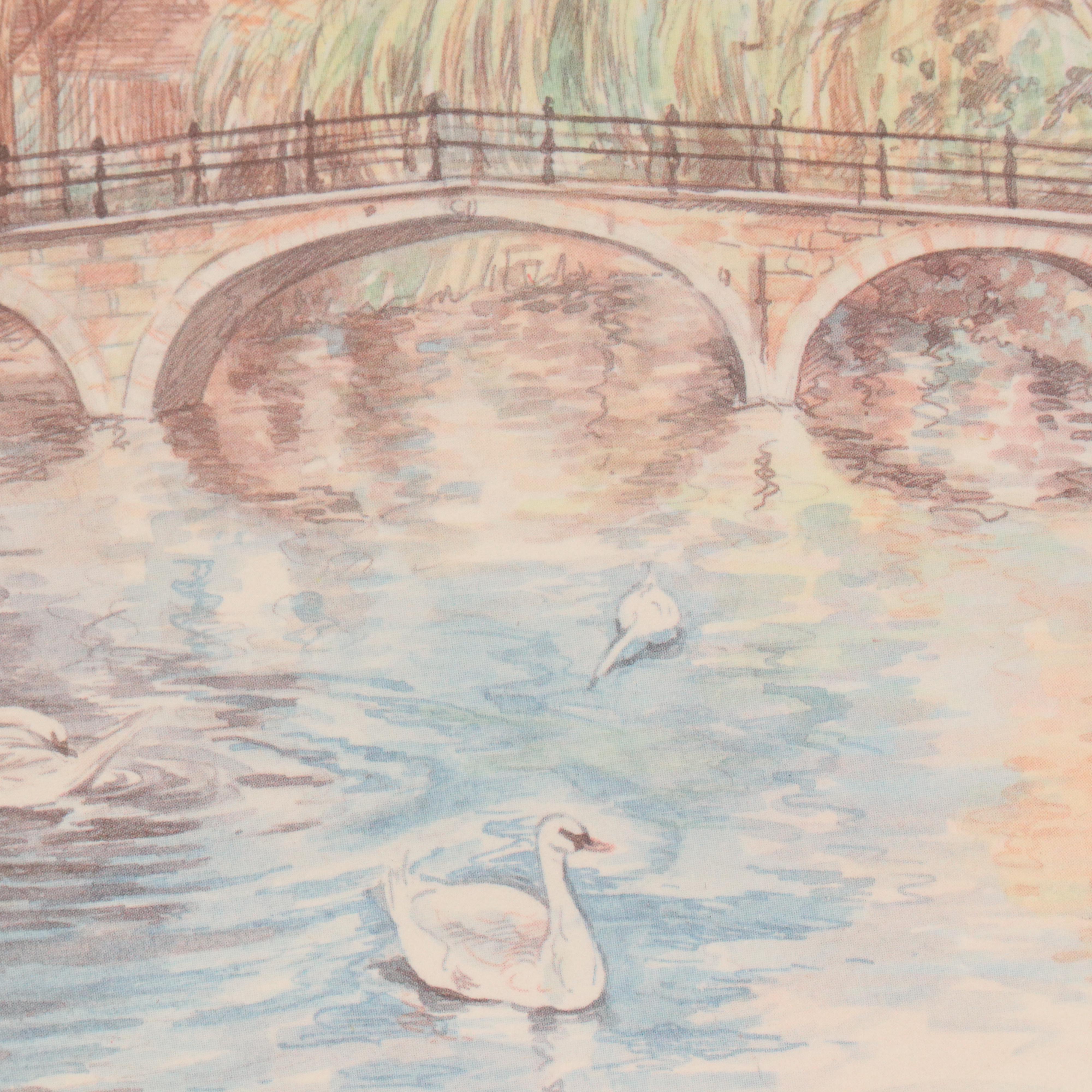 After Burnadette Voz Offset Lithographs of Village Landscapes