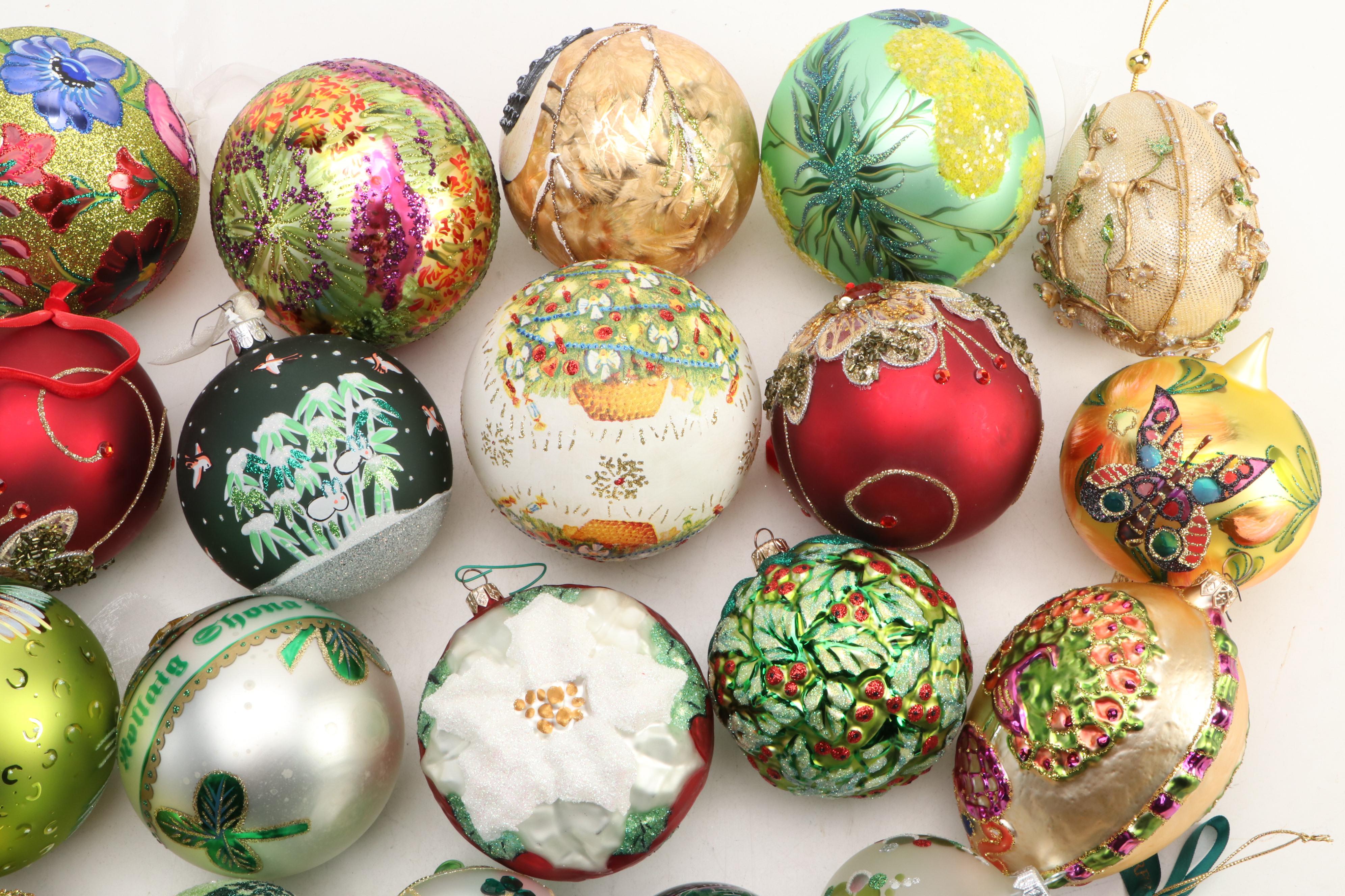 Mold Blown Mercury Glass and Other Christmas Ornaments