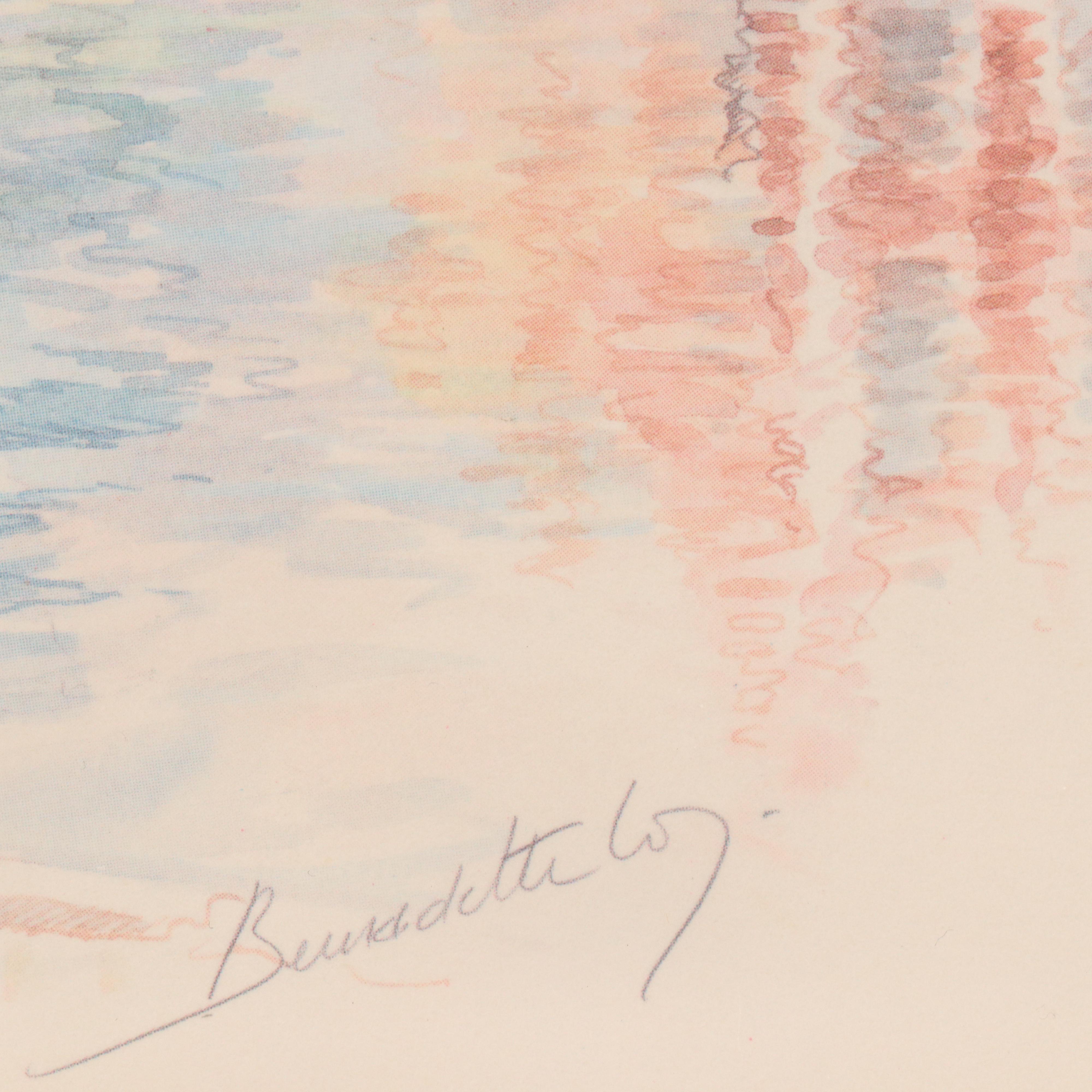 After Burnadette Voz Offset Lithographs of Village Landscapes