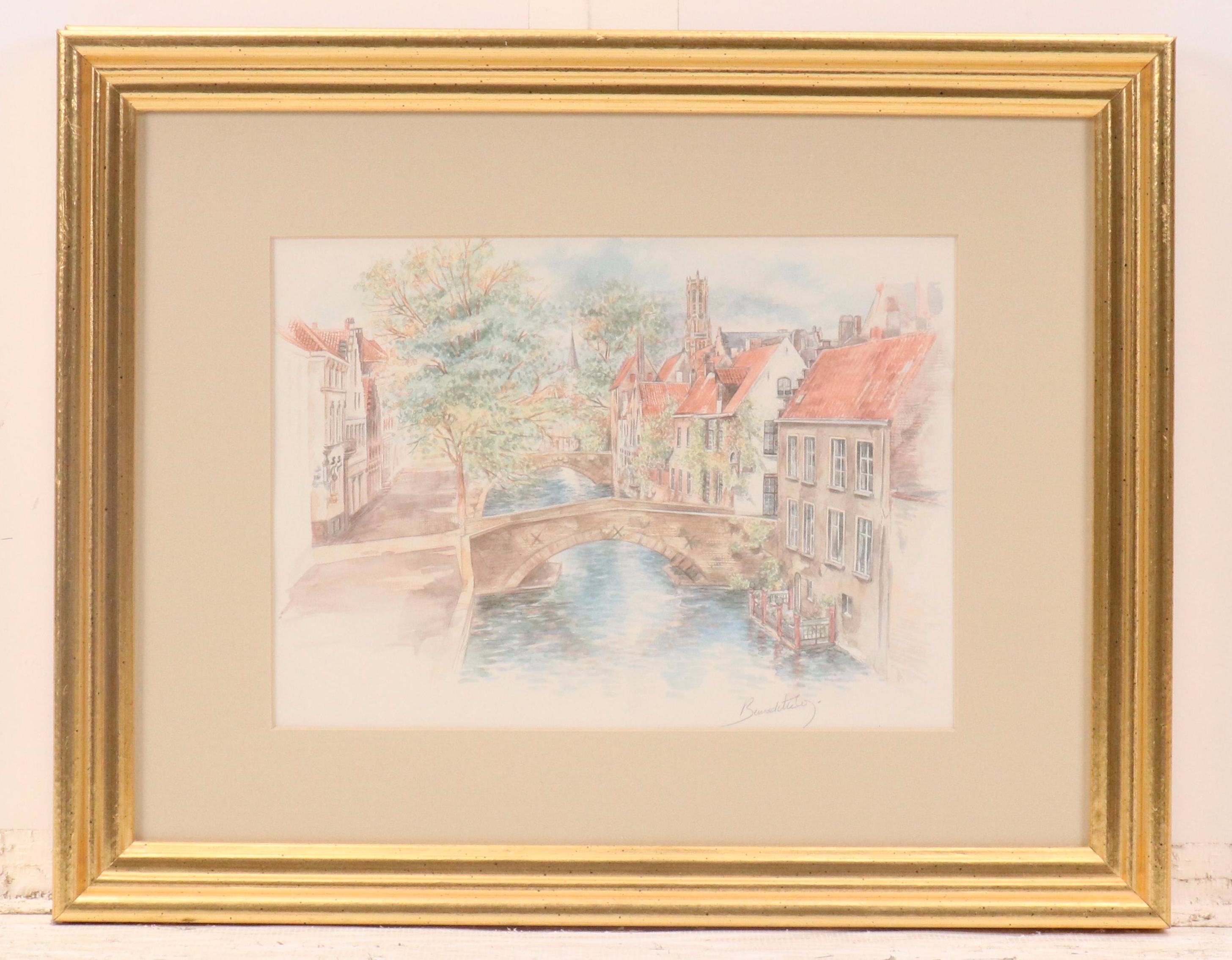 After Burnadette Voz Offset Lithographs of Village Landscapes