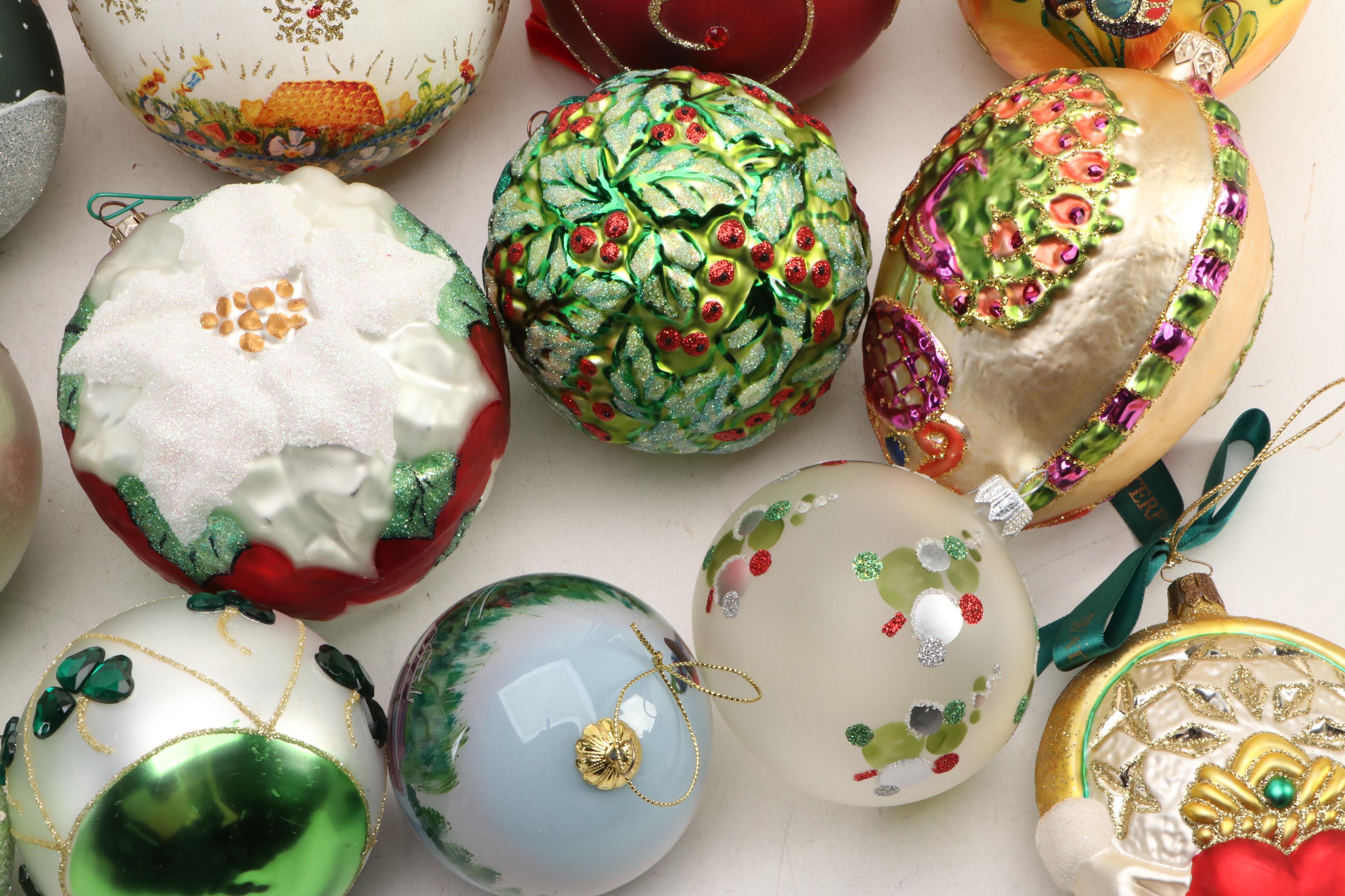 Mold Blown Mercury Glass and Other Christmas Ornaments