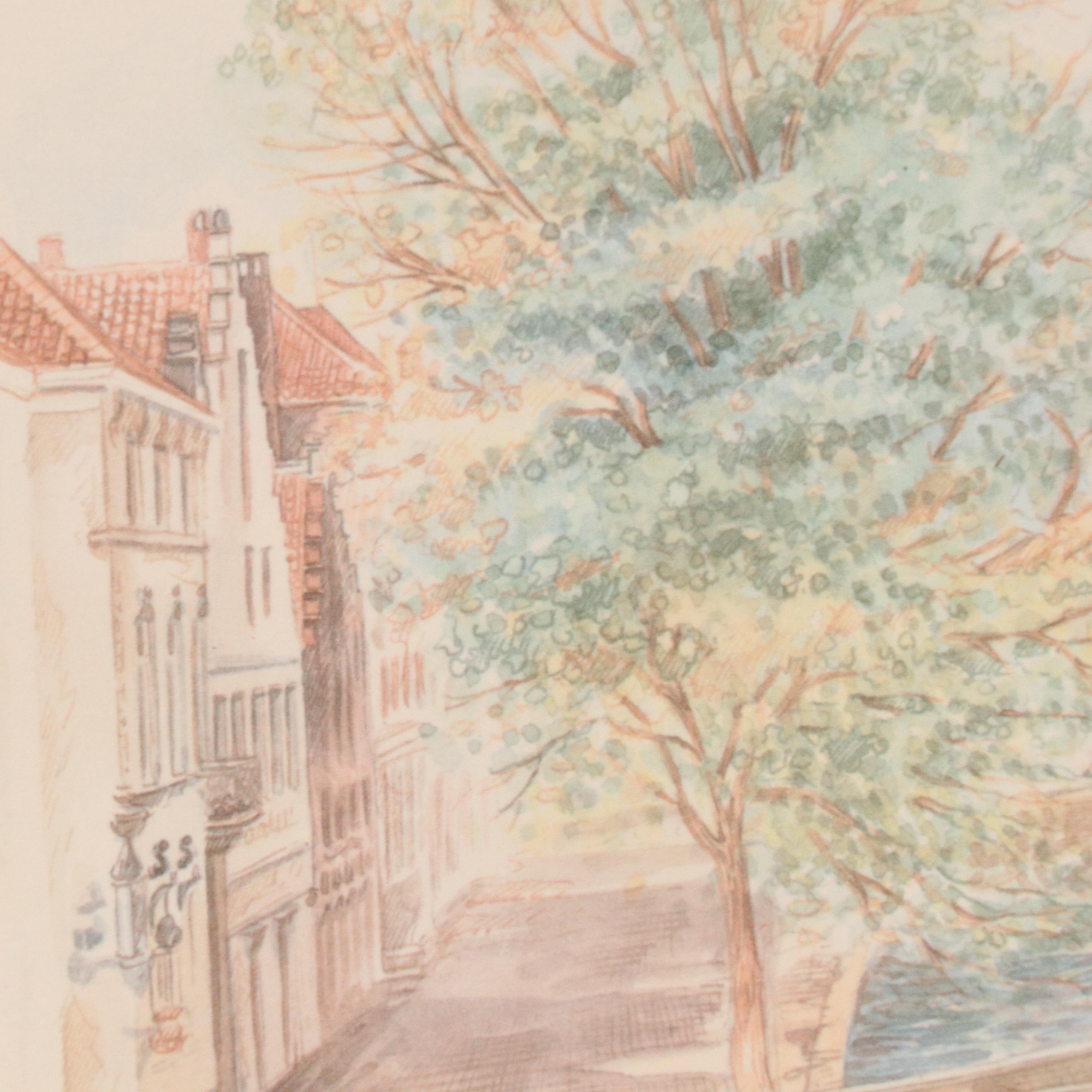 After Burnadette Voz Offset Lithographs of Village Landscapes