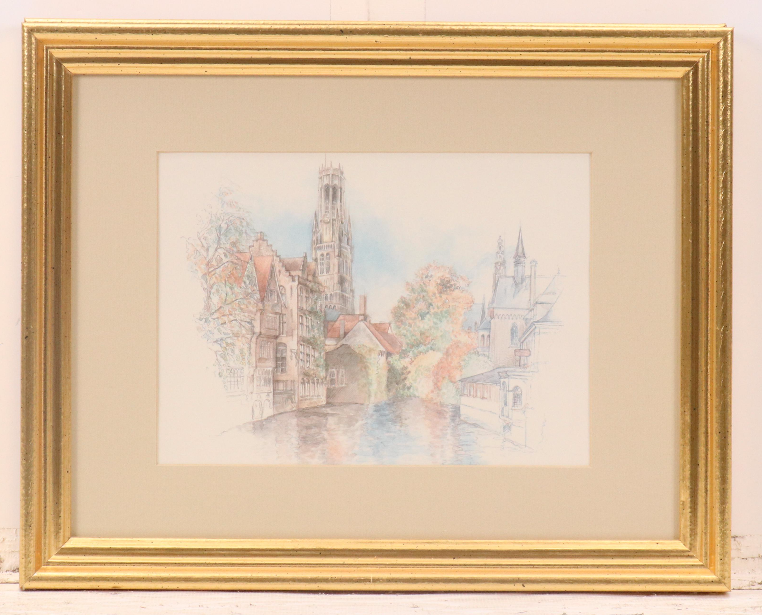 After Burnadette Voz Offset Lithographs of Village Landscapes