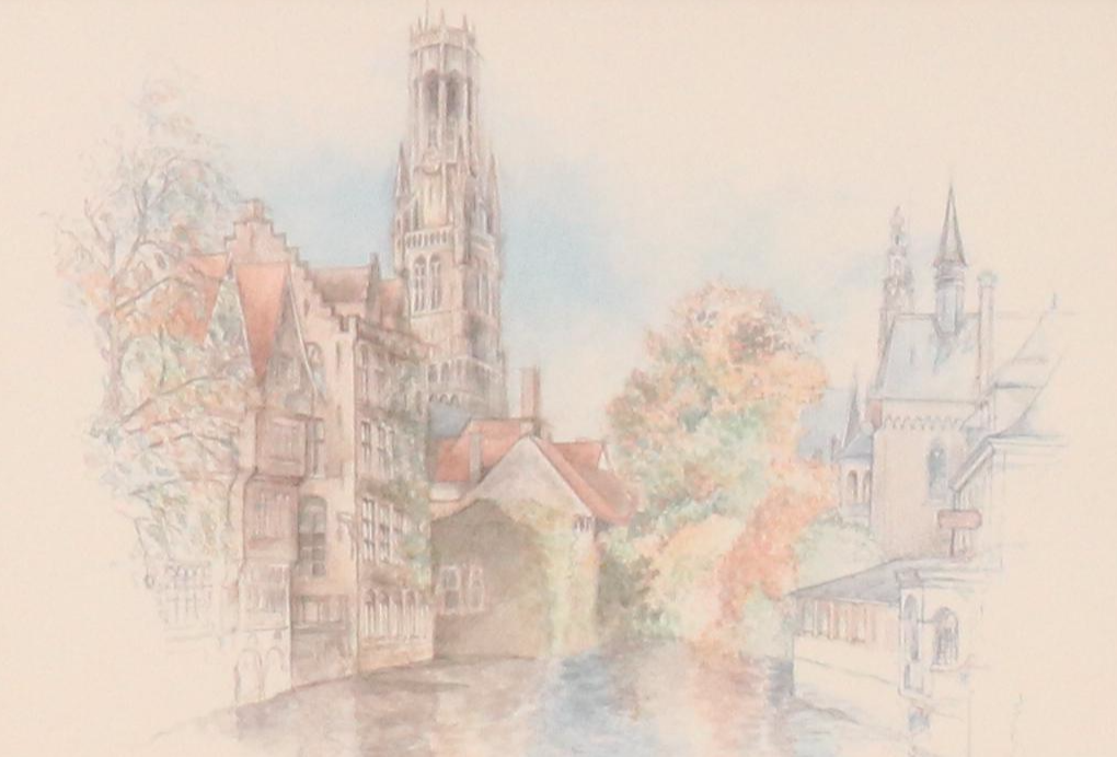 After Burnadette Voz Offset Lithographs of Village Landscapes