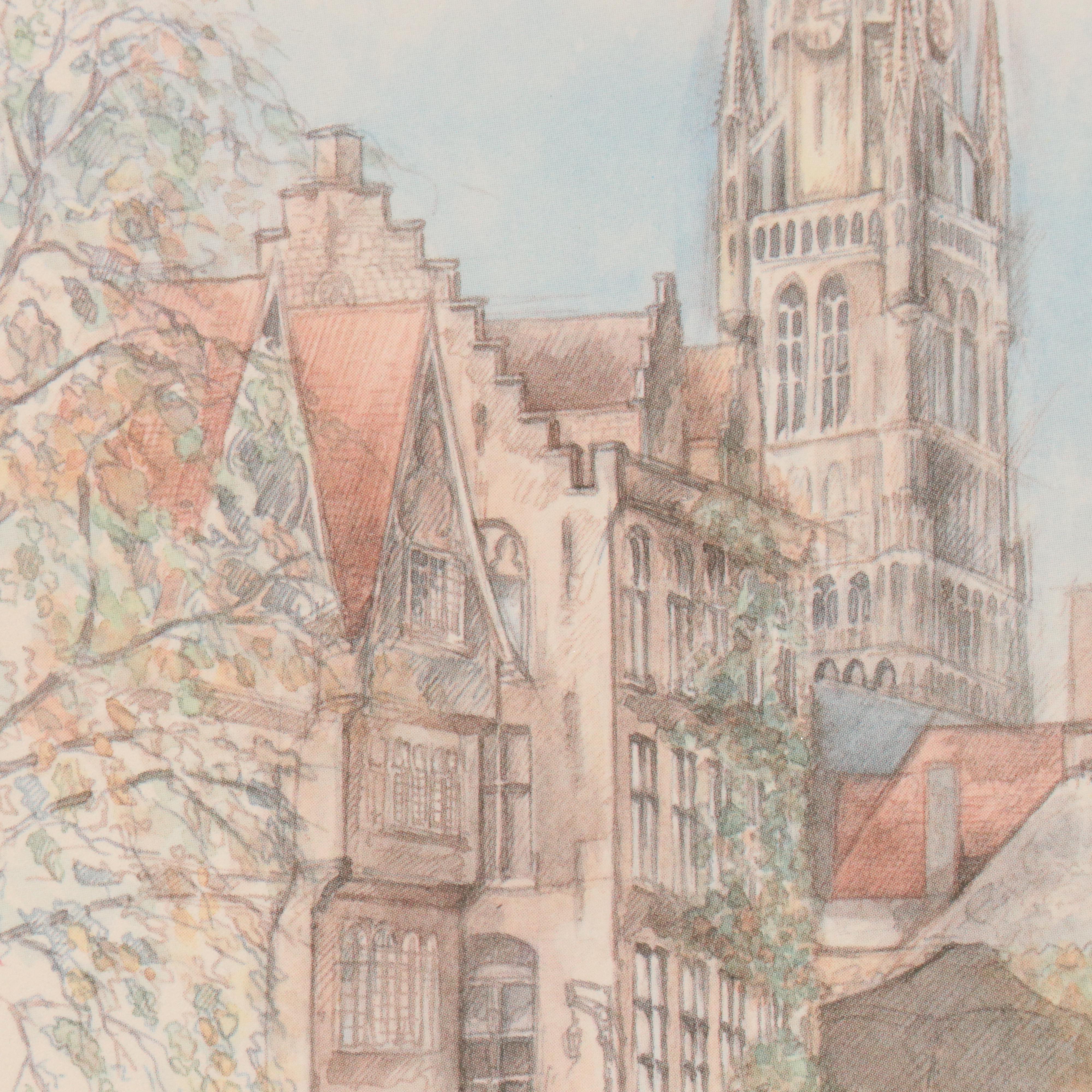 After Burnadette Voz Offset Lithographs of Village Landscapes