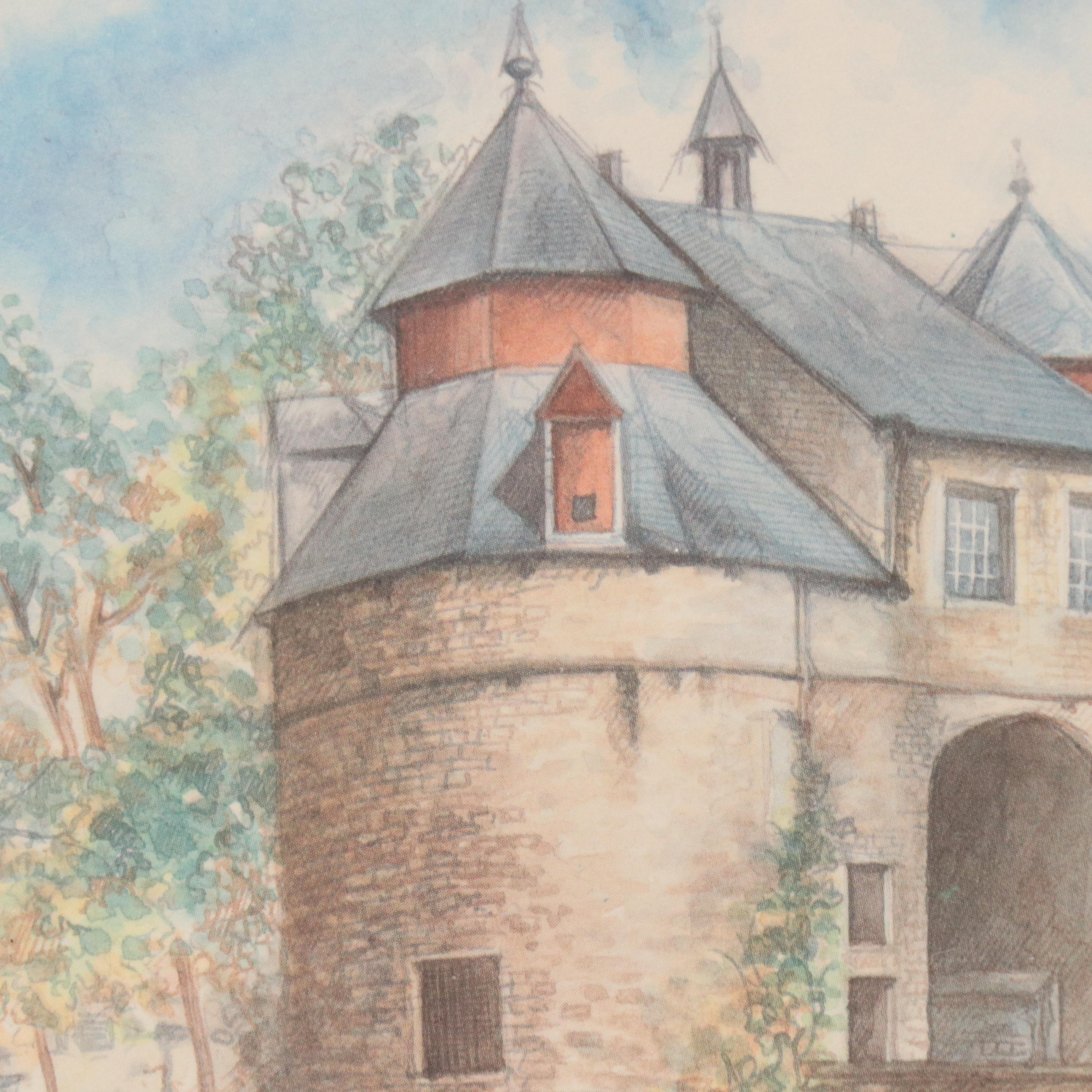 After Burnadette Voz Offset Lithographs of Village Landscapes