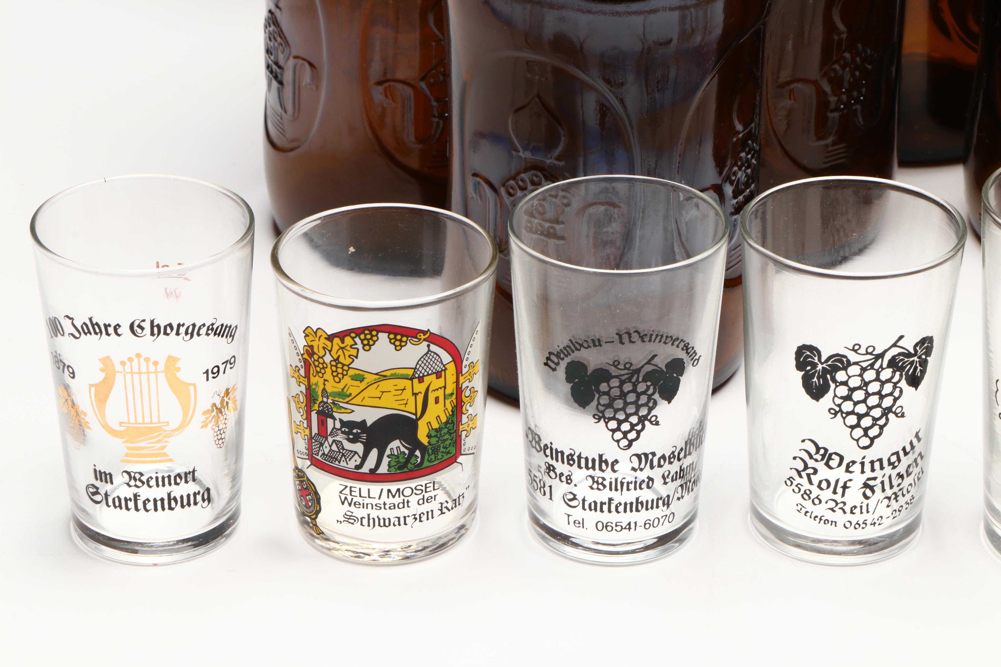 Altenmünster "Brauer Bier" Glass Bottles with Souvenir Shot Glasses