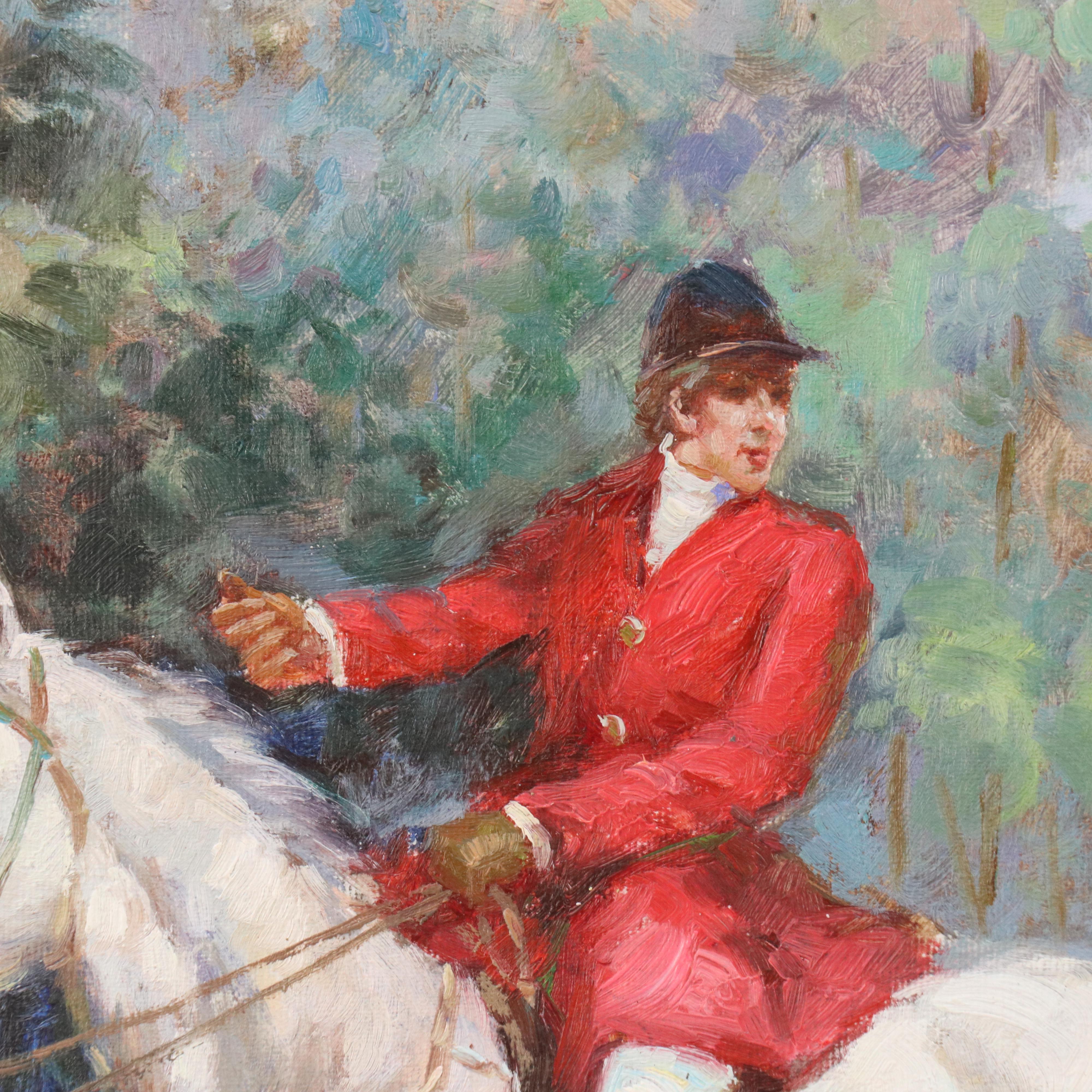 English Hunting Scene Oil Painting