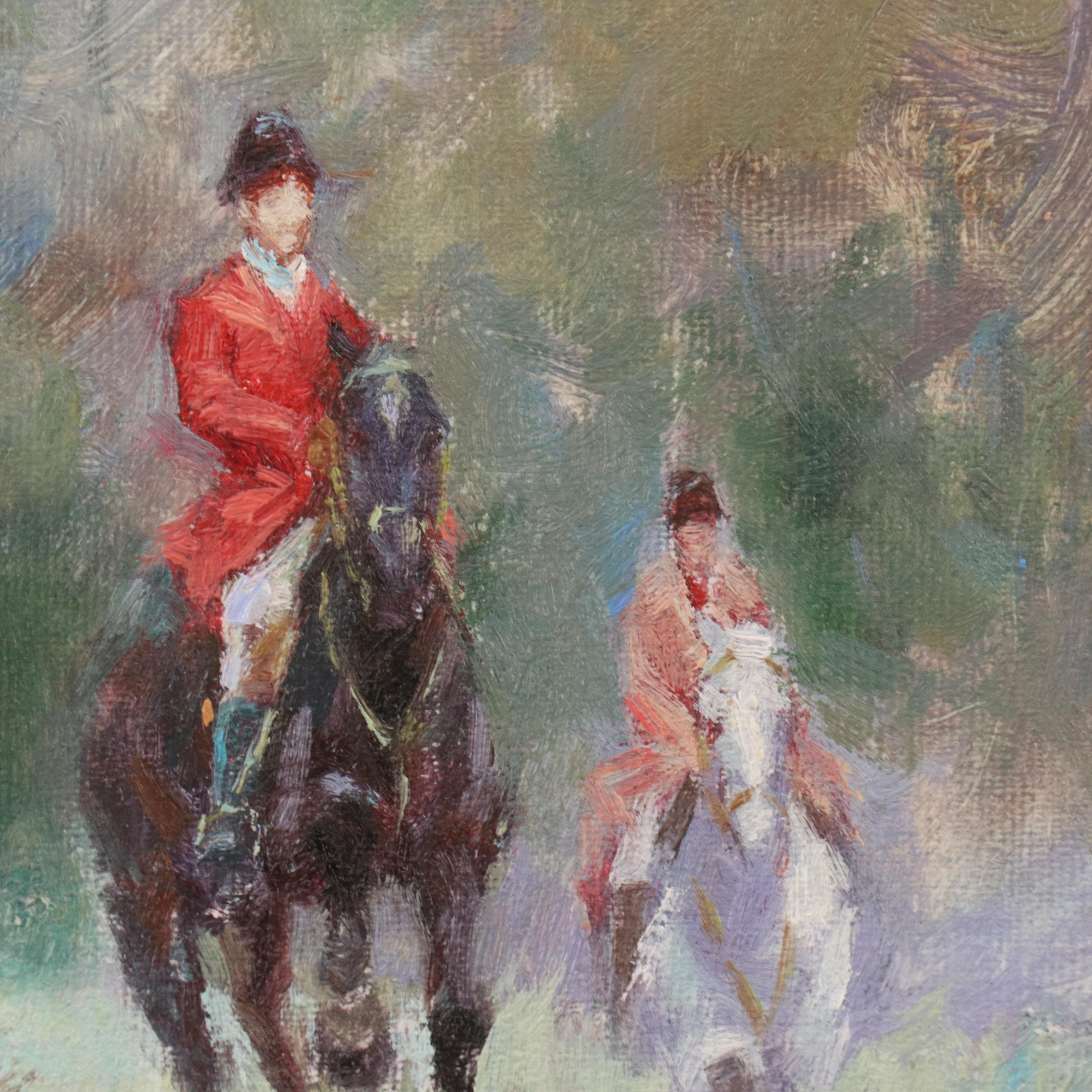 English Hunting Scene Oil Painting