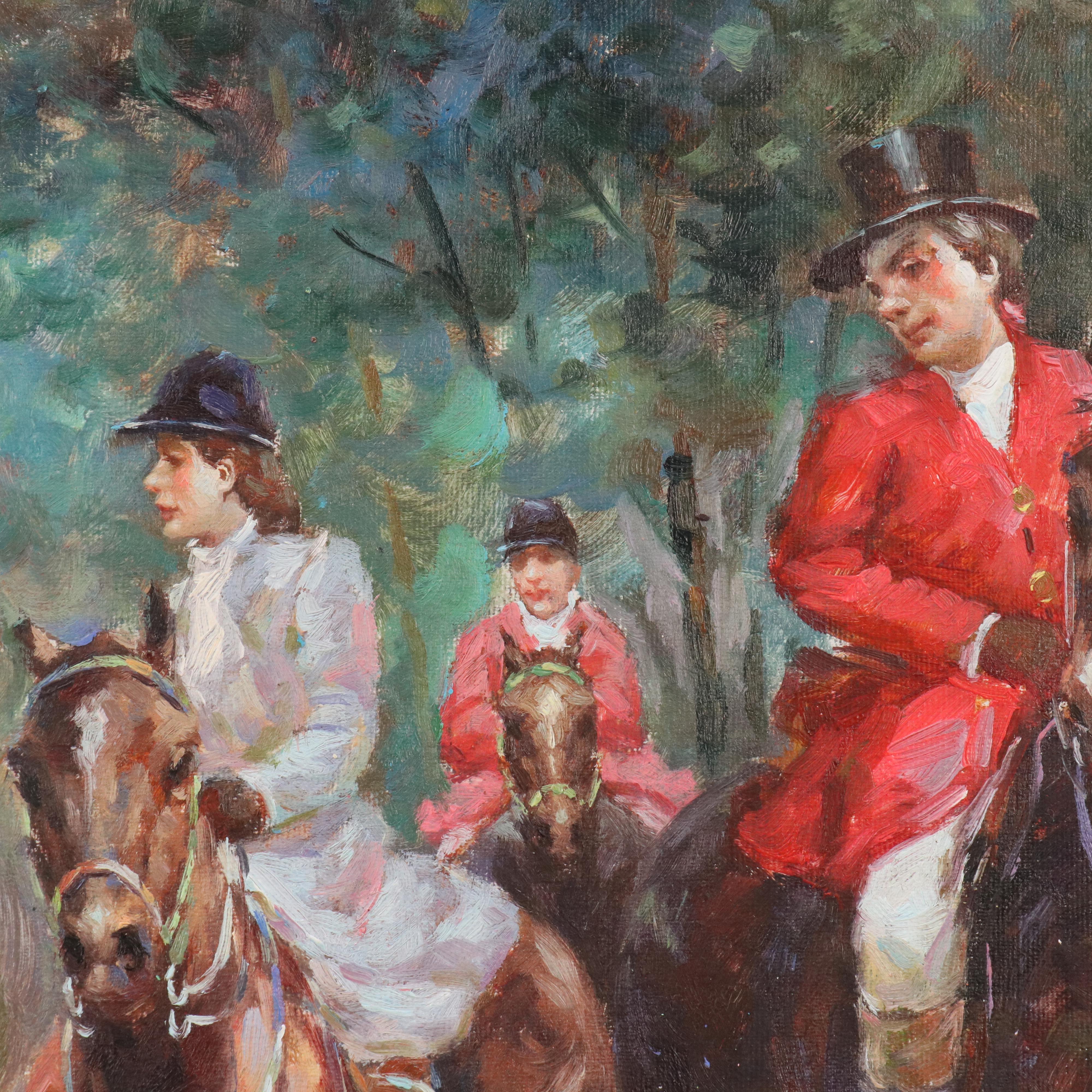 English Hunting Scene Oil Painting