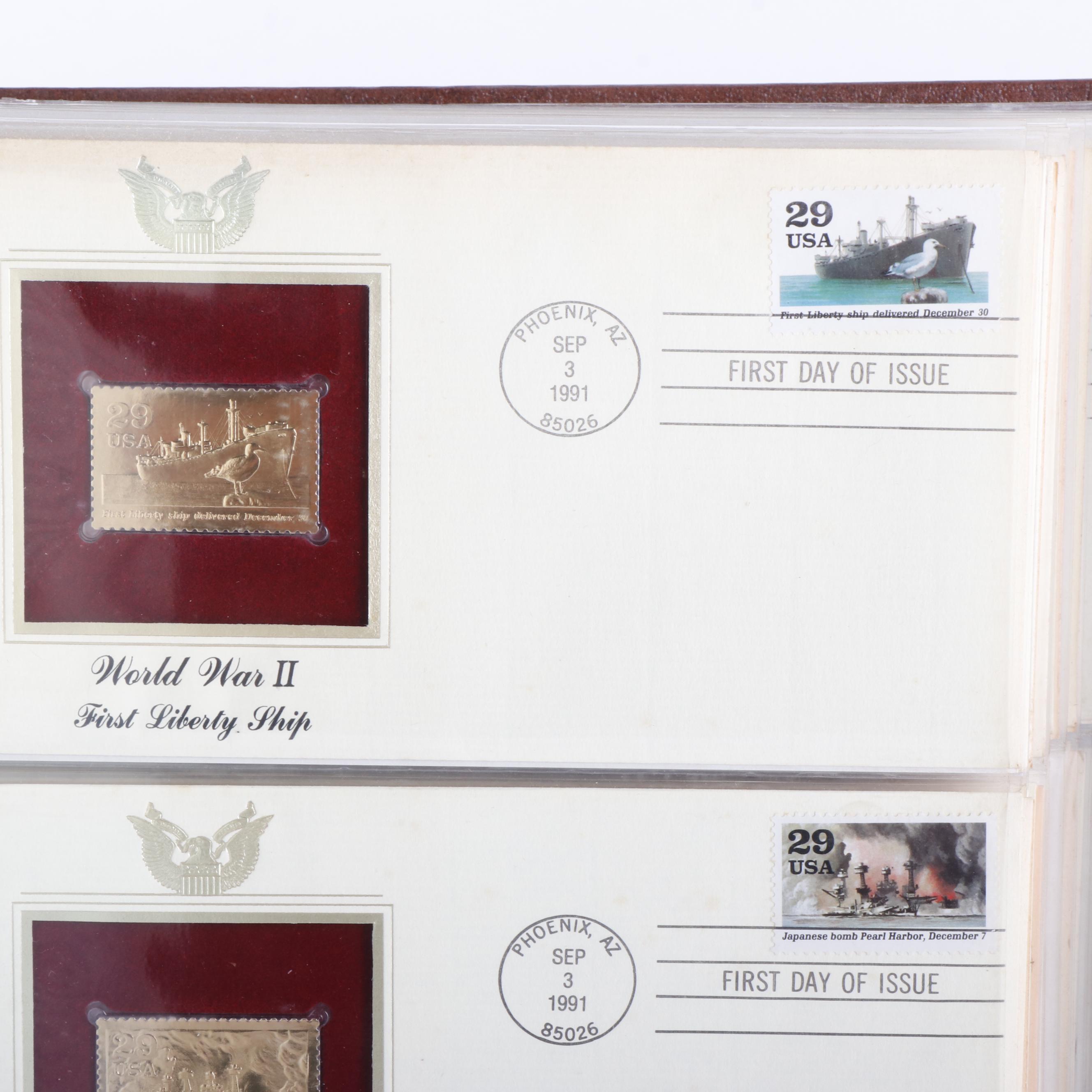 Three Volumes of "Golden Replicas of United States Stamps" and Postal Covers