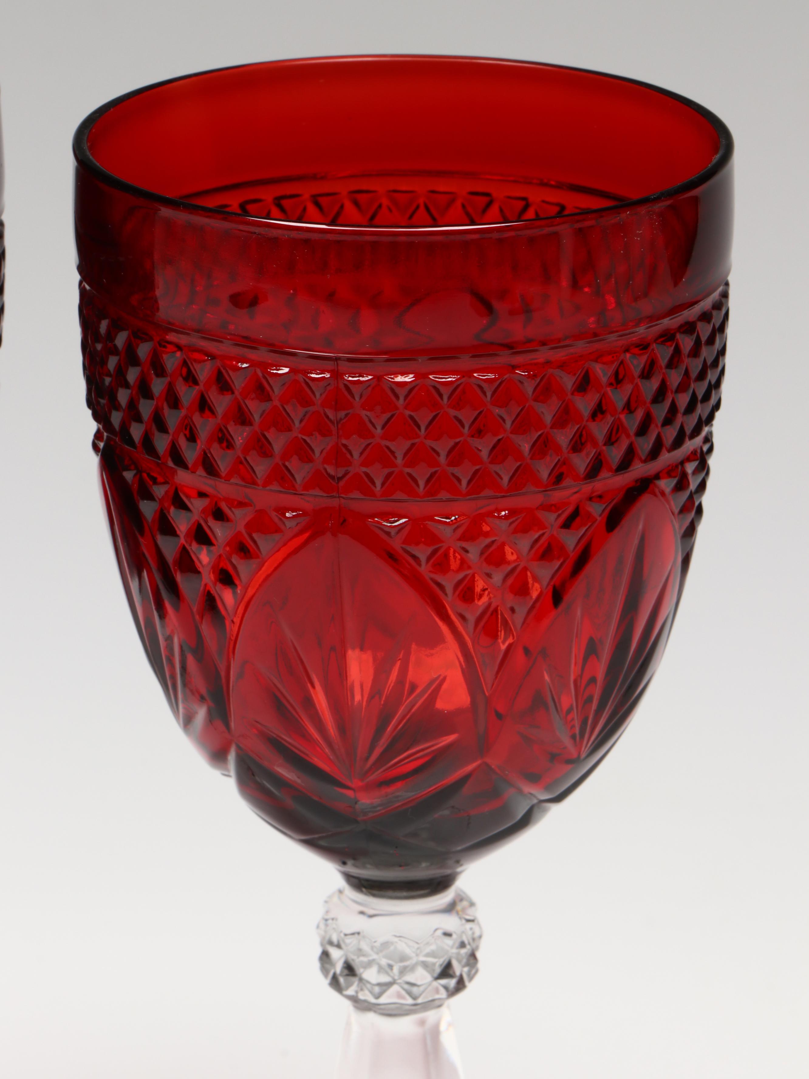 Cristal D'Arques Durand "Antique Ruby" Cut Crystal Water Goblets, 1999–2008