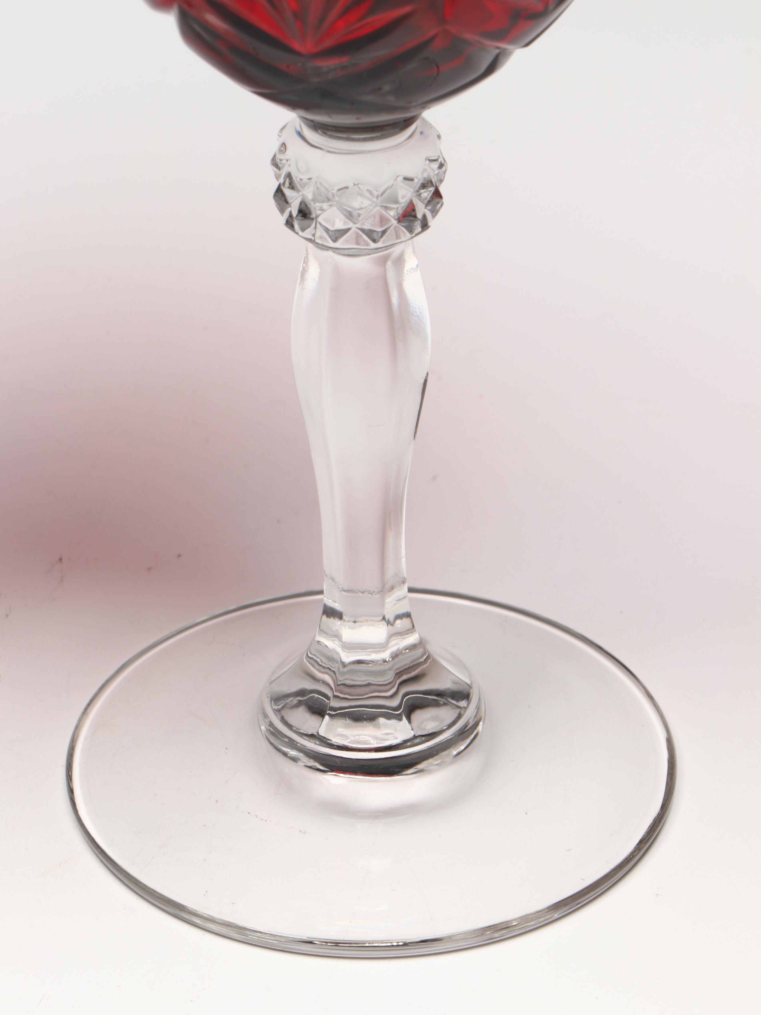 Cristal D'Arques Durand "Antique Ruby" Cut Crystal Water Goblets, 1999–2008