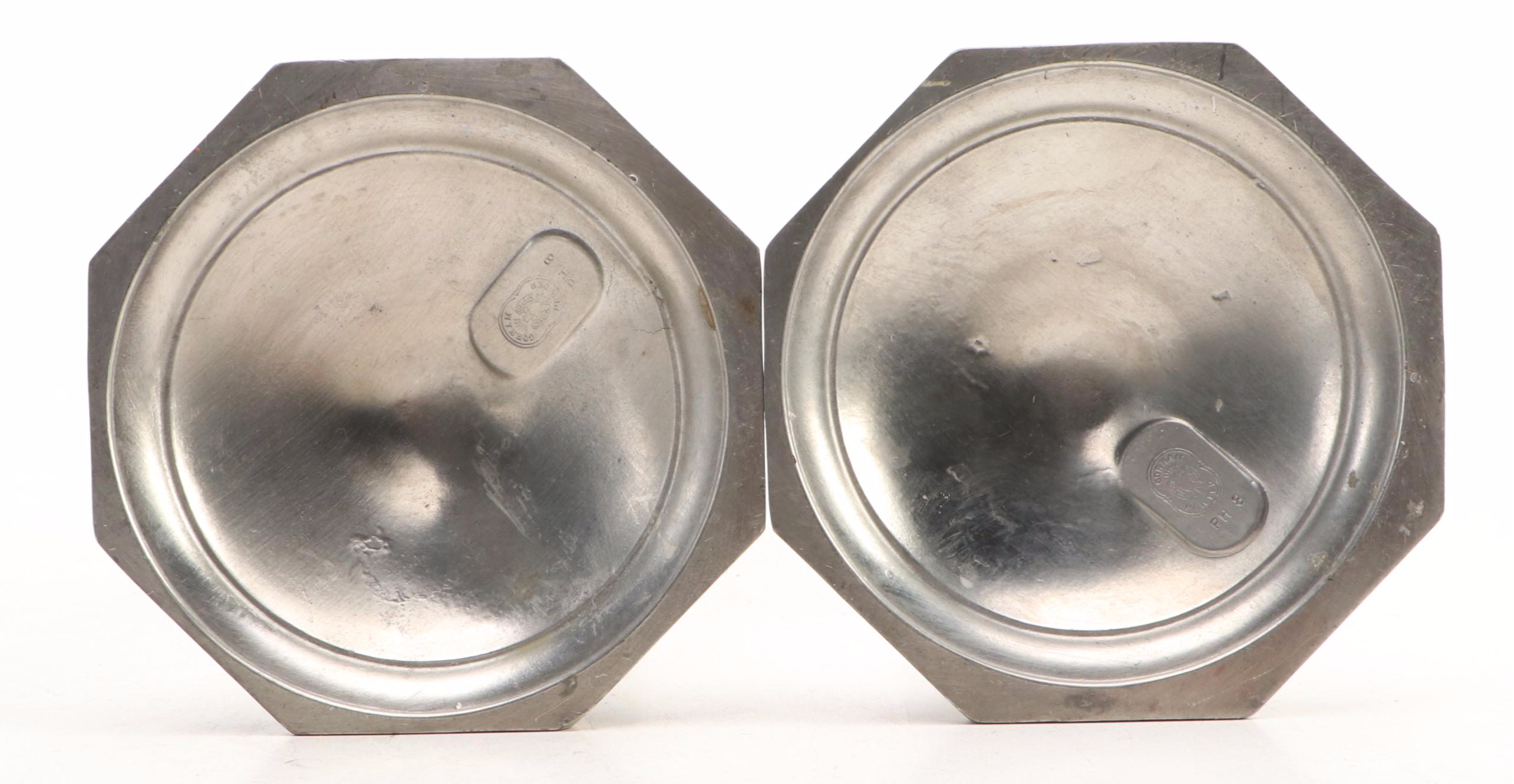 Pair of Gorham Federal Style Pewter Candlesticks, Mid to Late 20th Century