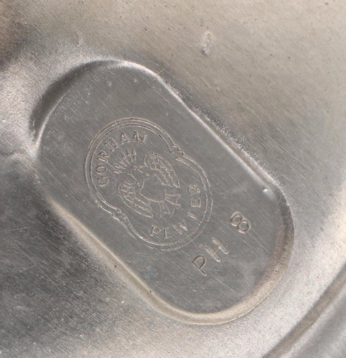 Pair of Gorham Federal Style Pewter Candlesticks, Mid to Late 20th Century