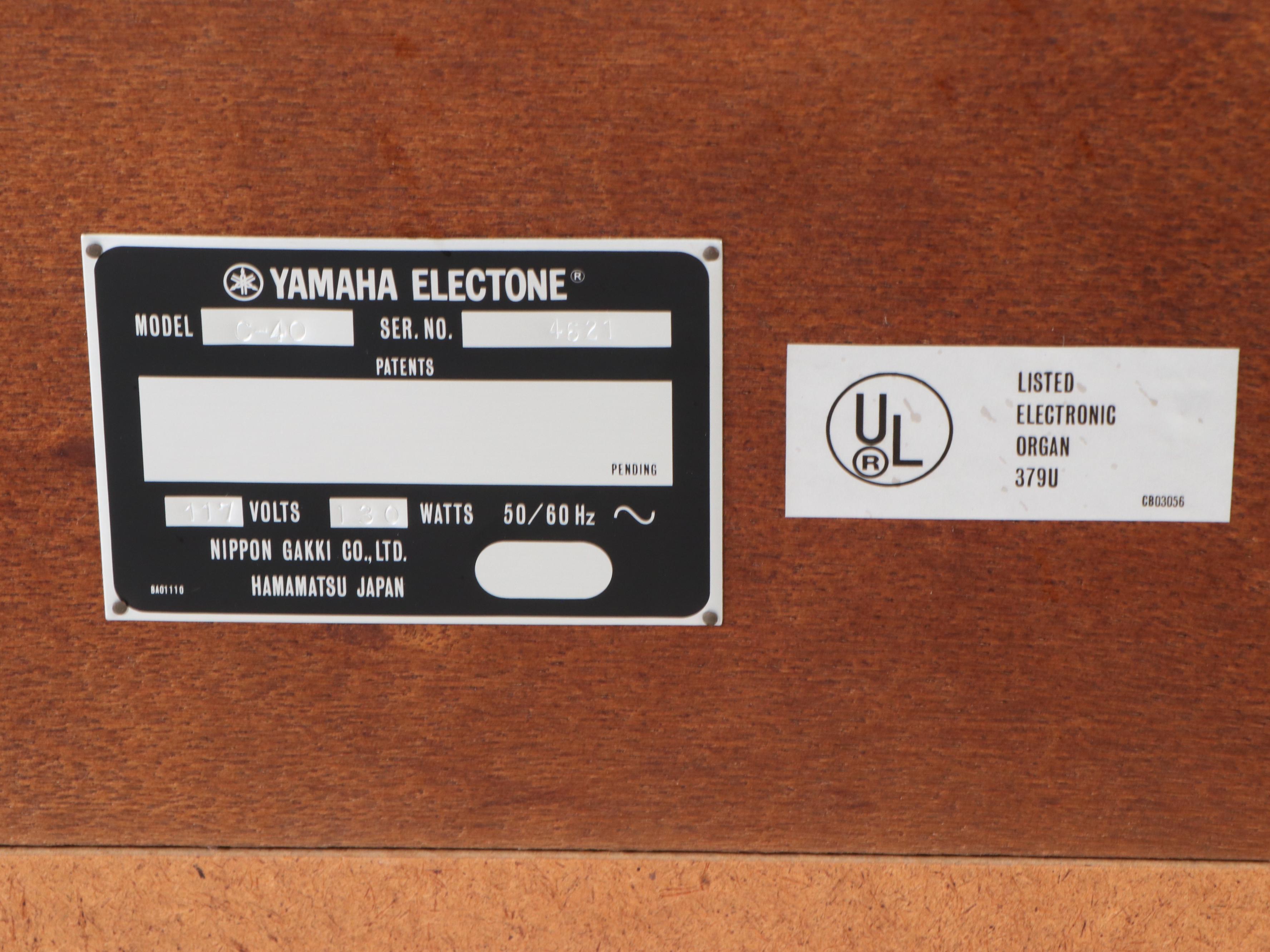 Yamaha Electone Walnut Veneered Electronic Organ