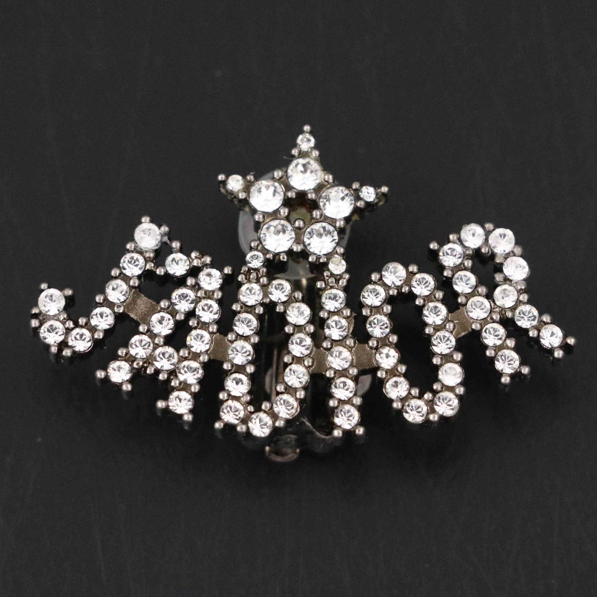Christian Dior Rhinestone J'Adior Bee Logo Clip Earrings