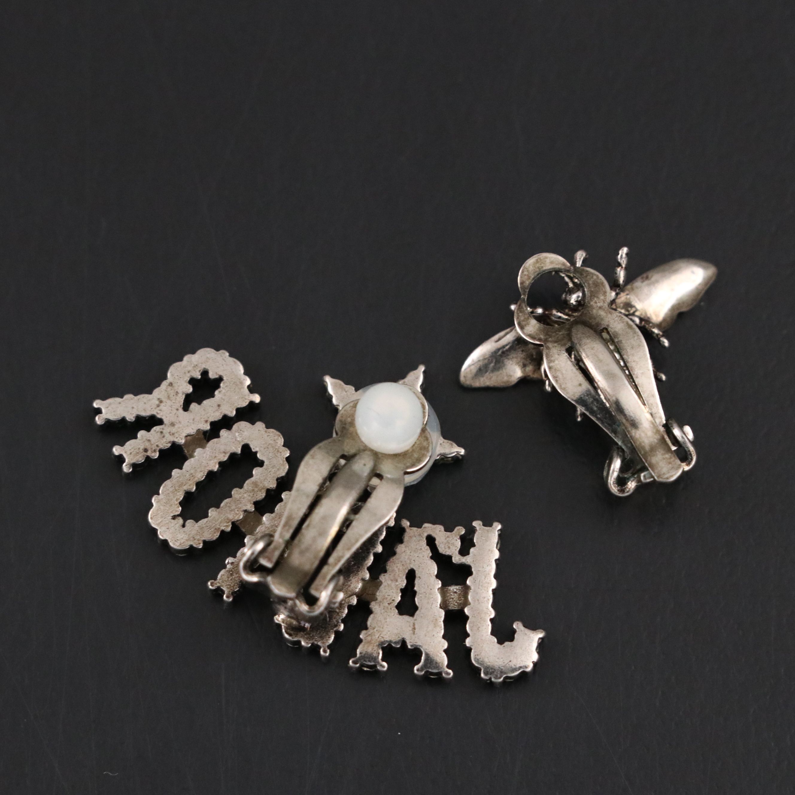 Christian Dior Rhinestone J'Adior Bee Logo Clip Earrings