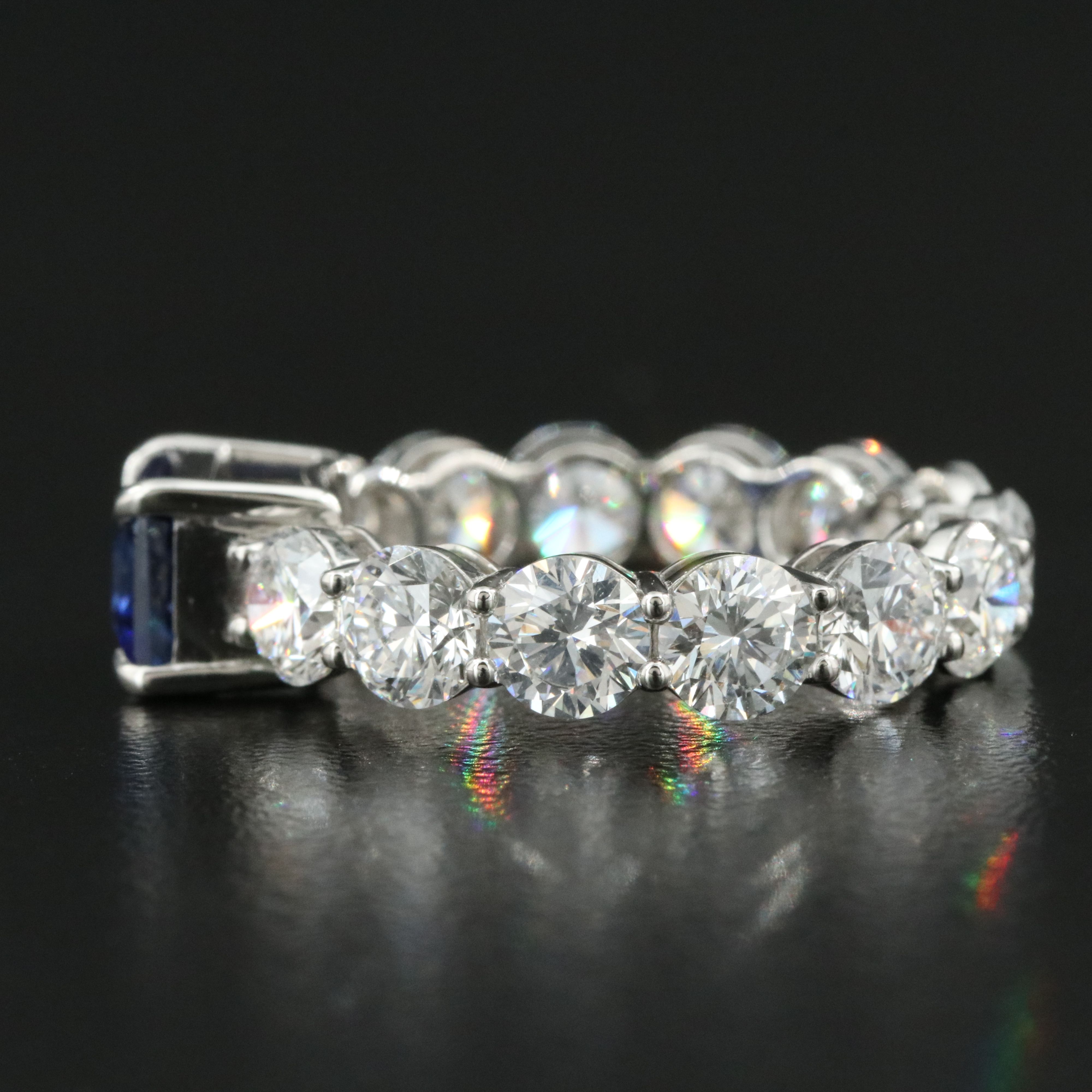 Platinum 2.15 CT Sapphire and 4.55 CTW Lab Grown Diamond Eternity Ring