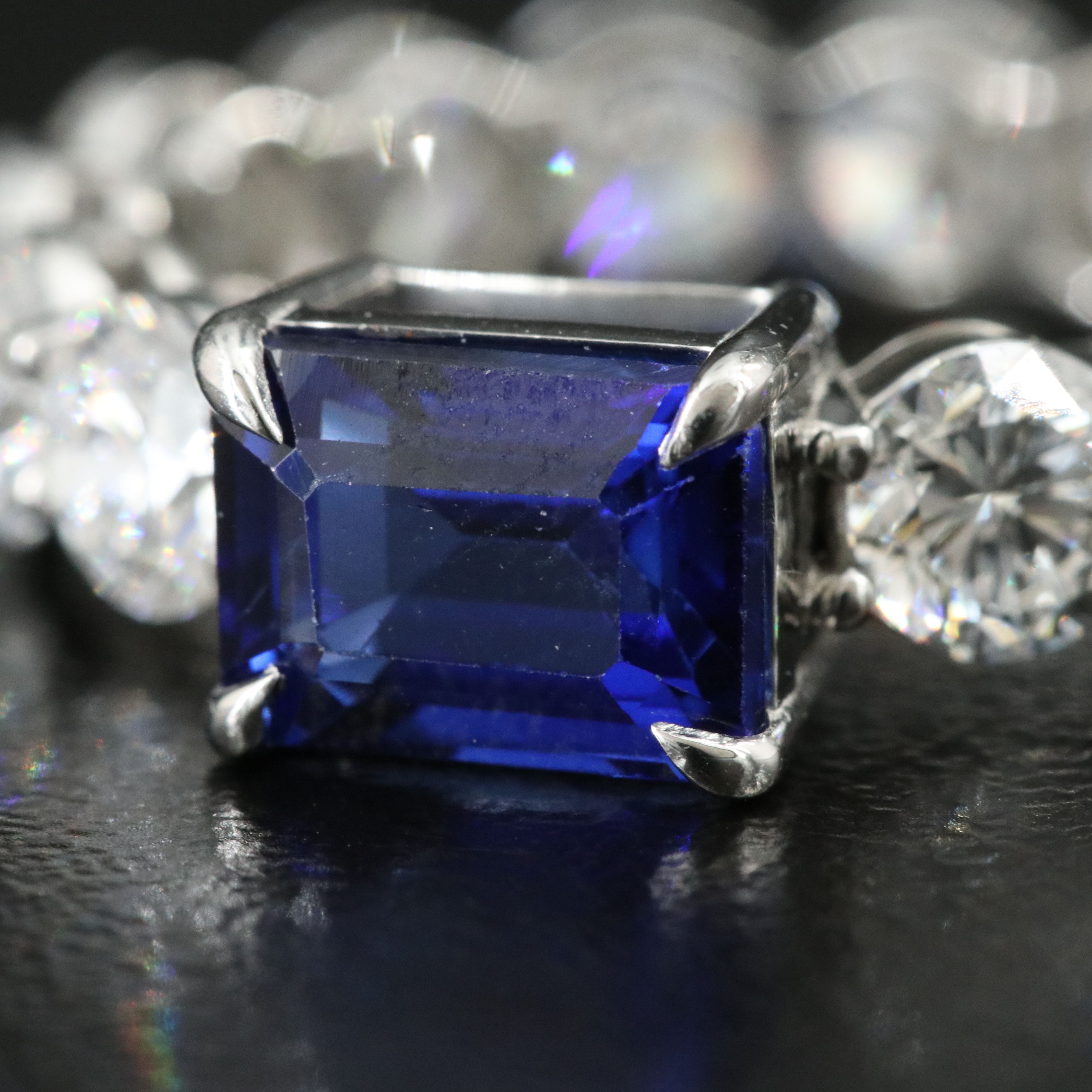 Platinum 2.15 CT Sapphire and 4.55 CTW Lab Grown Diamond Eternity Ring