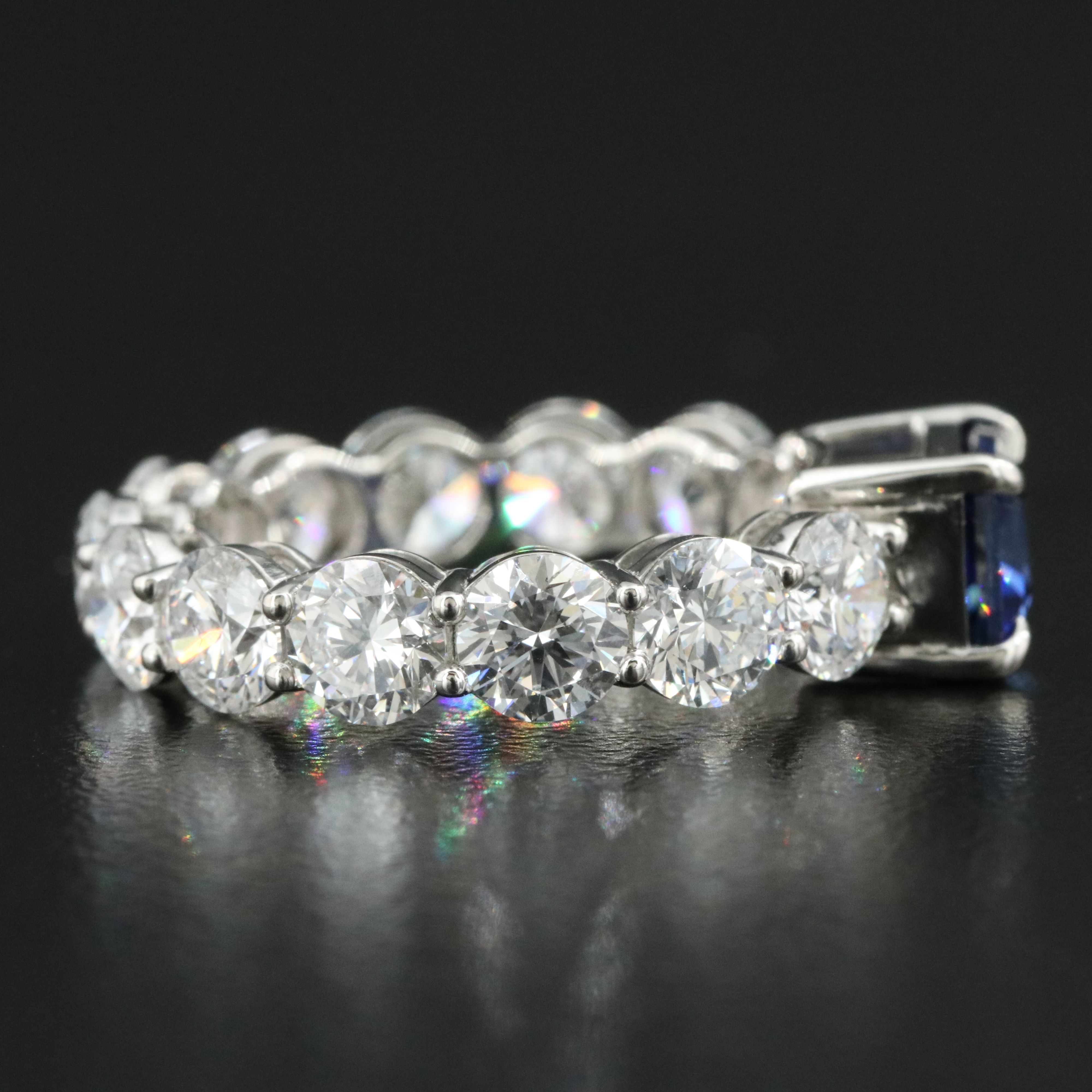 Platinum 2.15 CT Sapphire and 4.55 CTW Lab Grown Diamond Eternity Ring