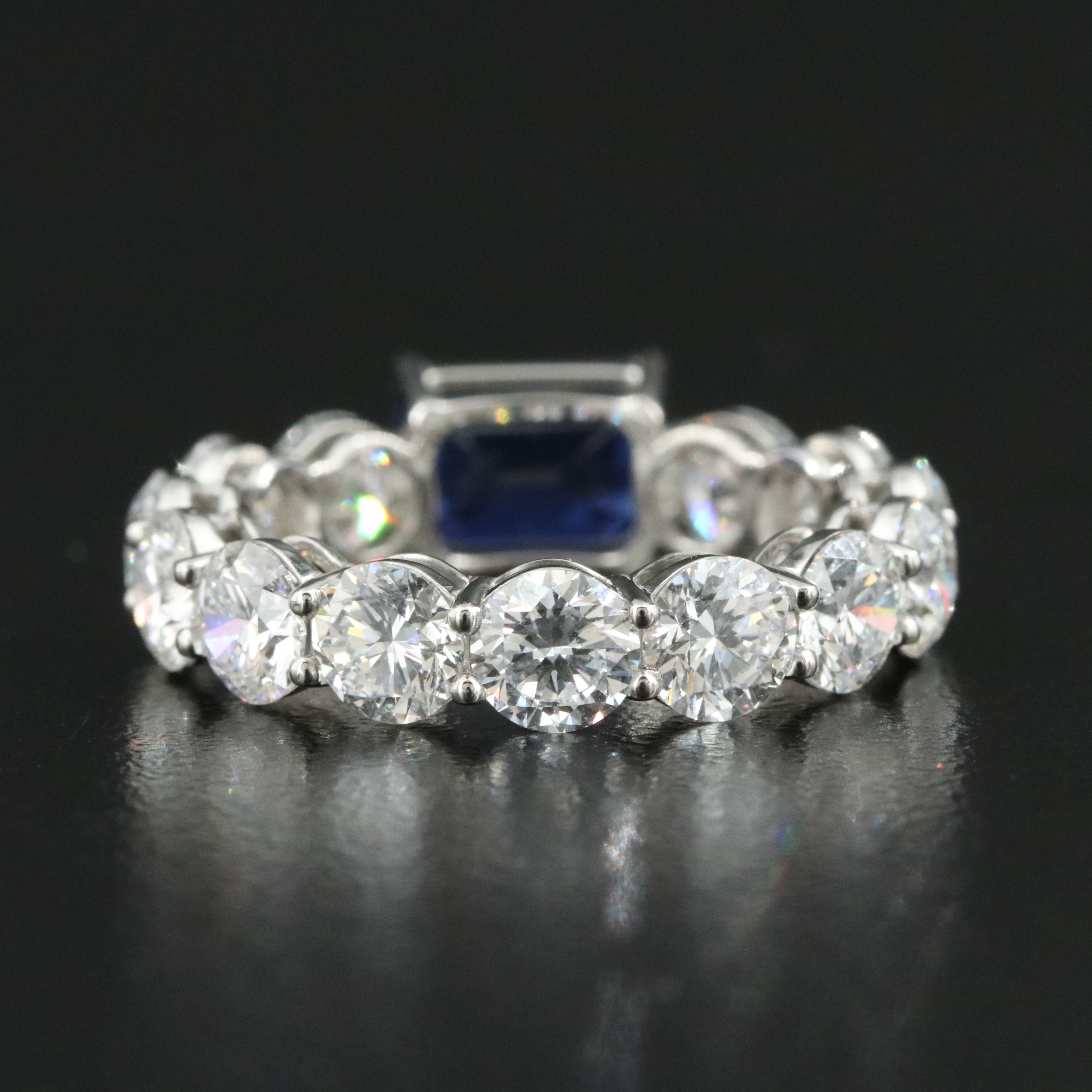 Platinum 2.15 CT Sapphire and 4.55 CTW Lab Grown Diamond Eternity Ring