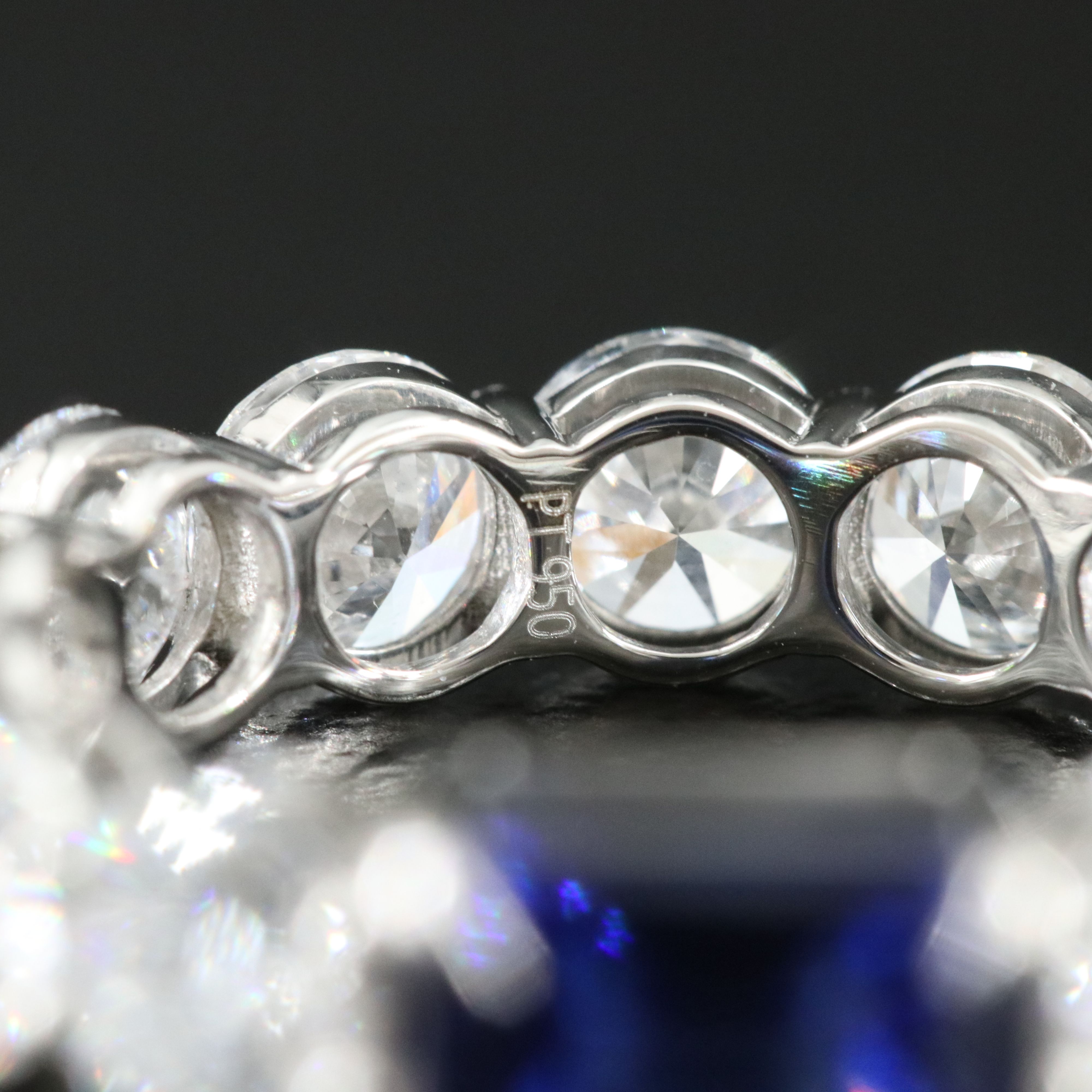 Platinum 2.15 CT Sapphire and 4.55 CTW Lab Grown Diamond Eternity Ring
