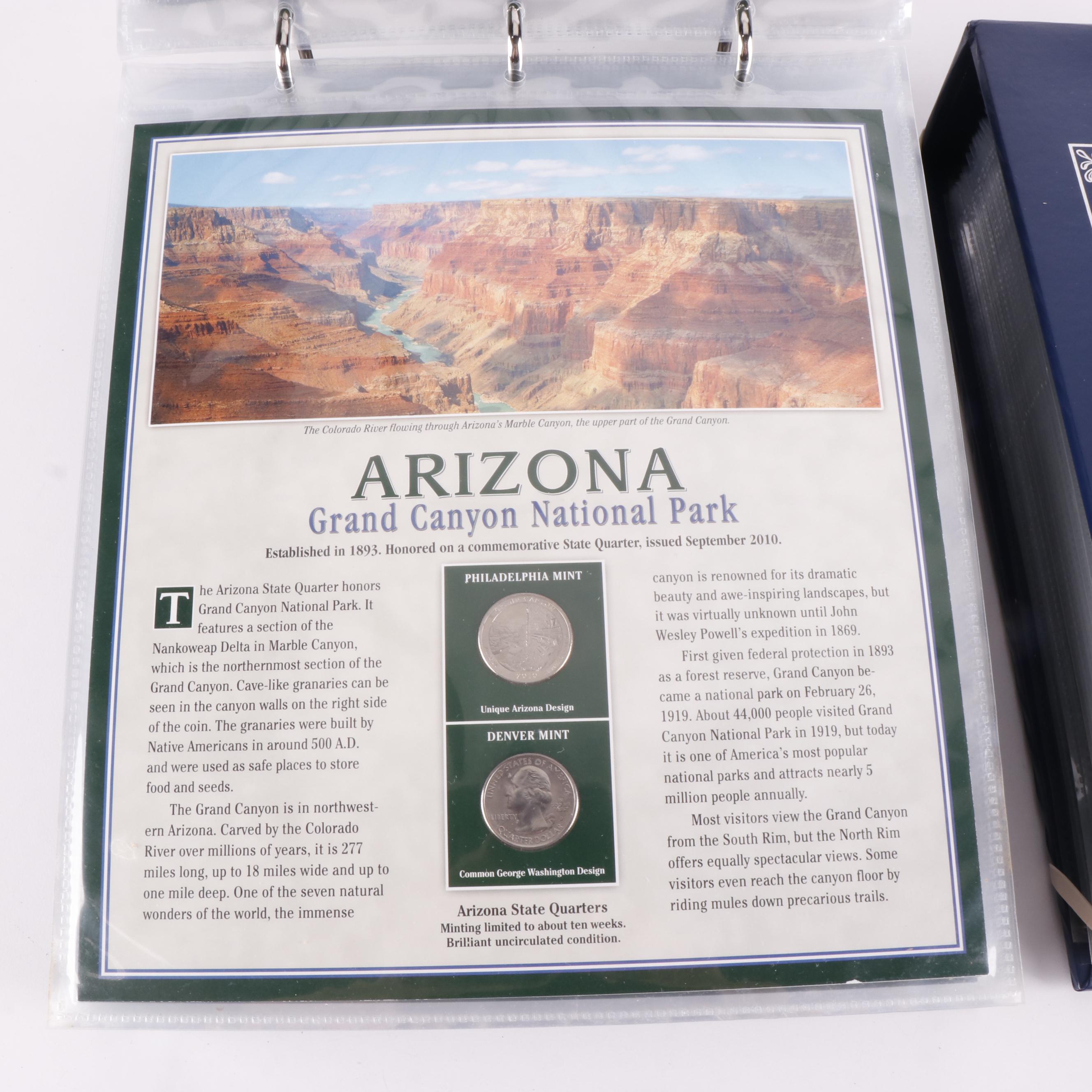 Two Albums of Uncirculated U.S. America the Beautiful Quarters and Panels