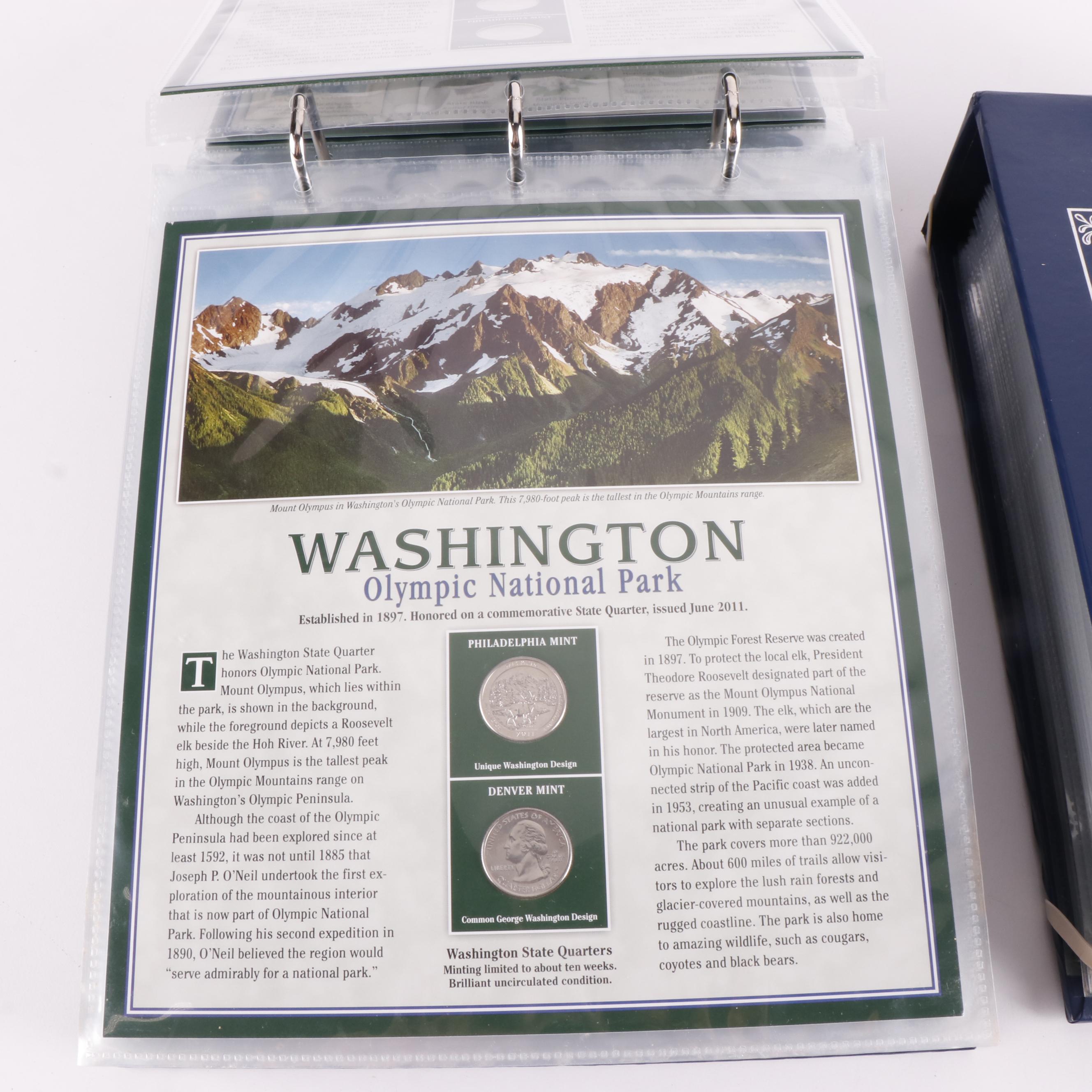 Two Albums of Uncirculated U.S. America the Beautiful Quarters and Panels