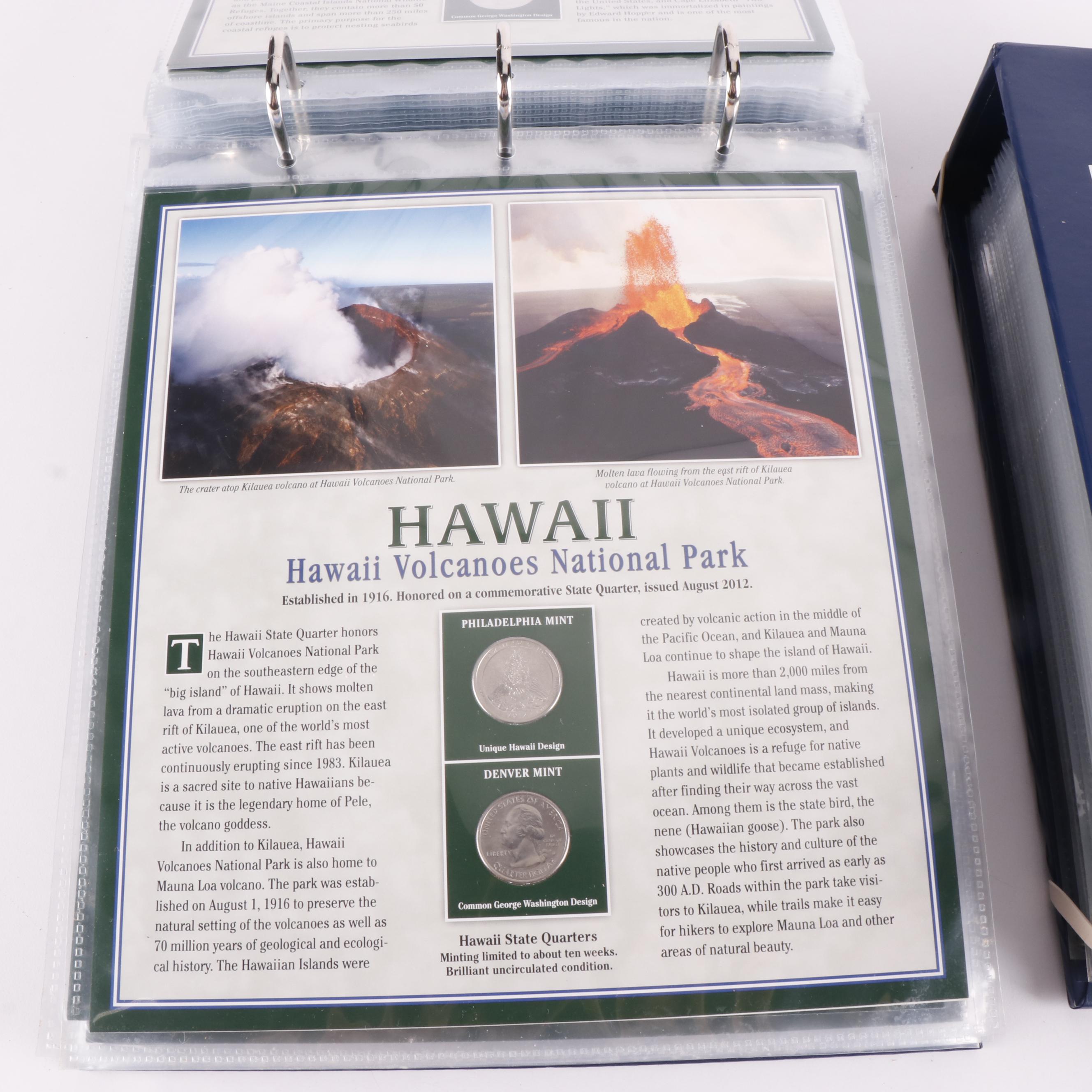 Two Albums of Uncirculated U.S. America the Beautiful Quarters and Panels