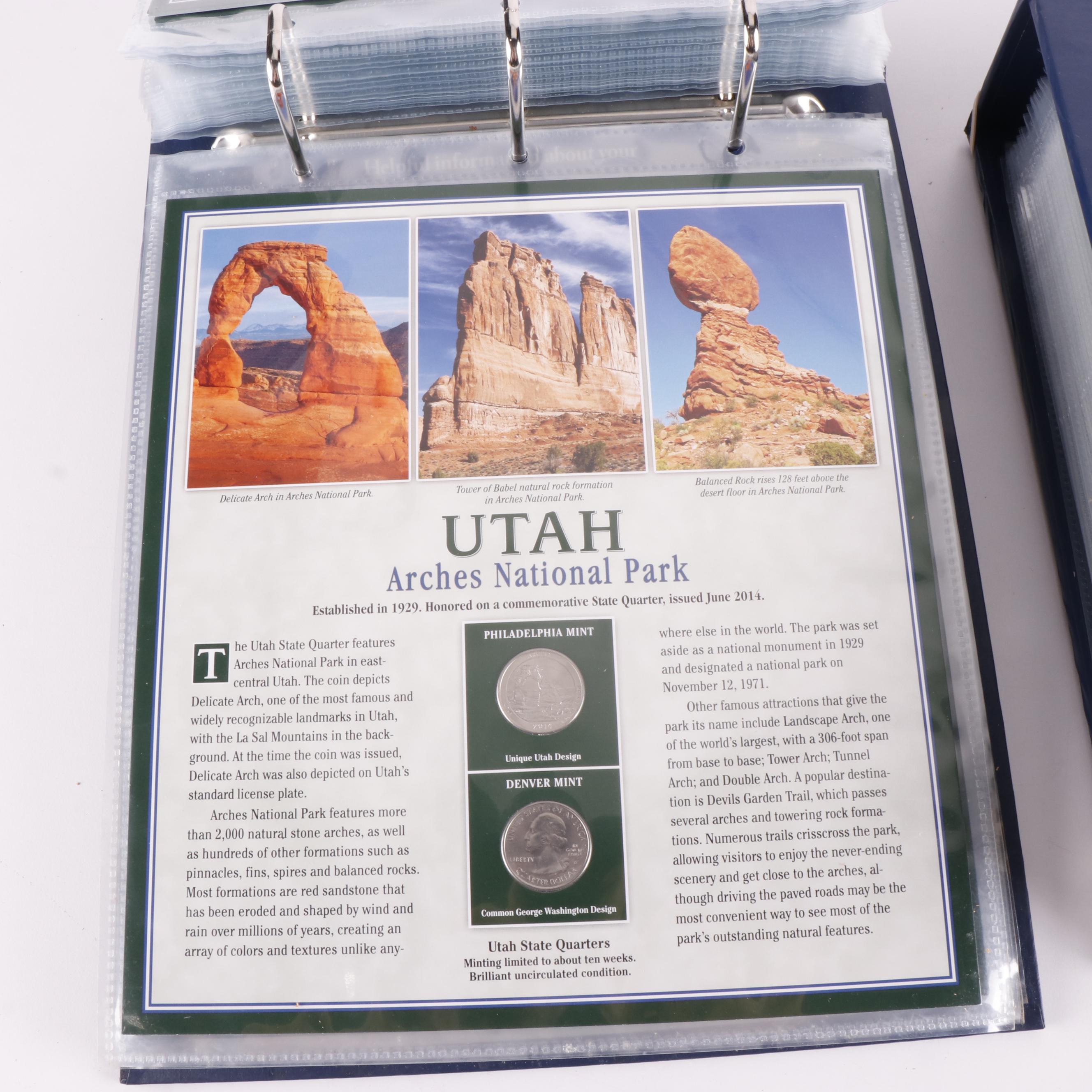 Two Albums of Uncirculated U.S. America the Beautiful Quarters and Panels