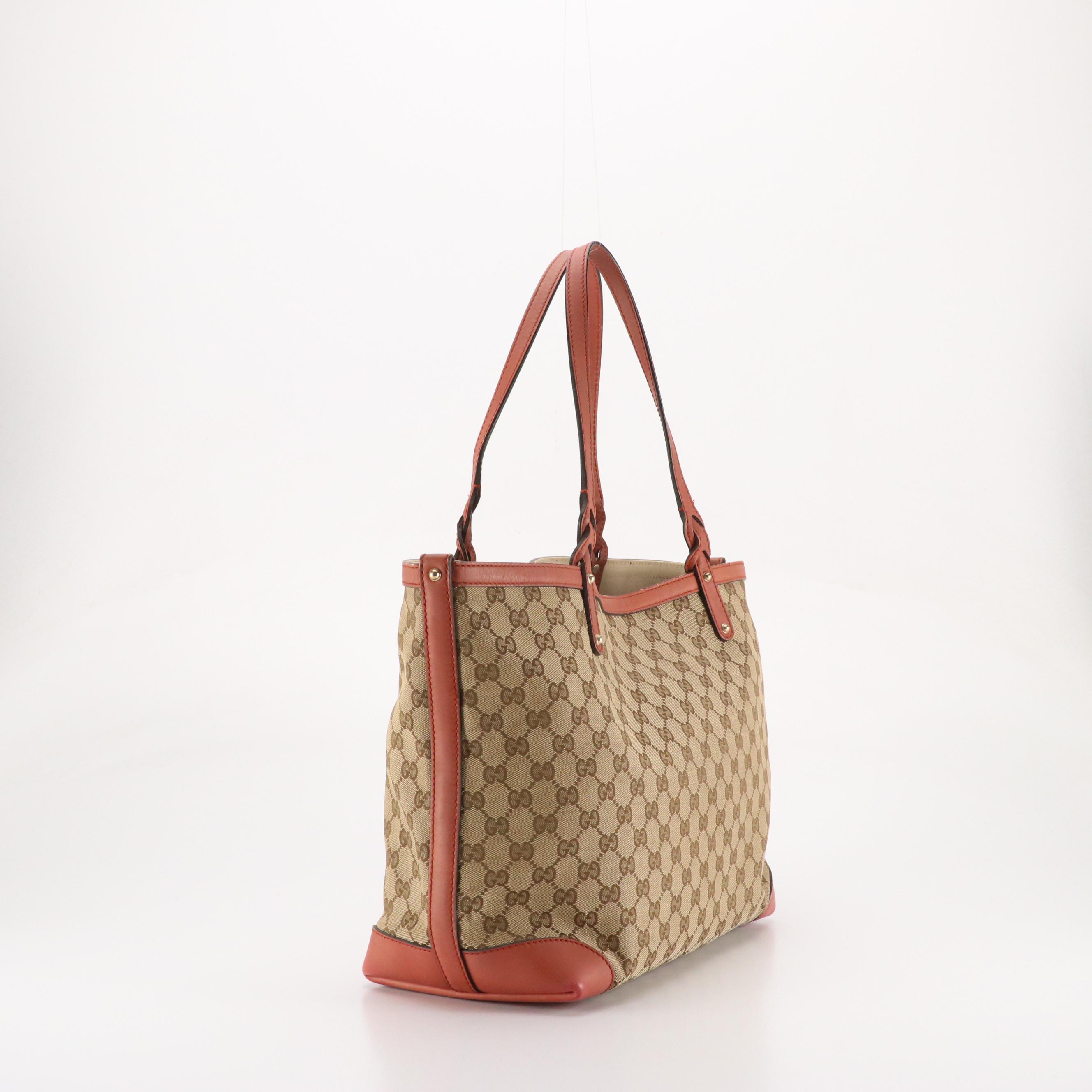 Gucci Signature Craft Tote and Zip Pouch in GG Canvas and Blush Mauve Leather
