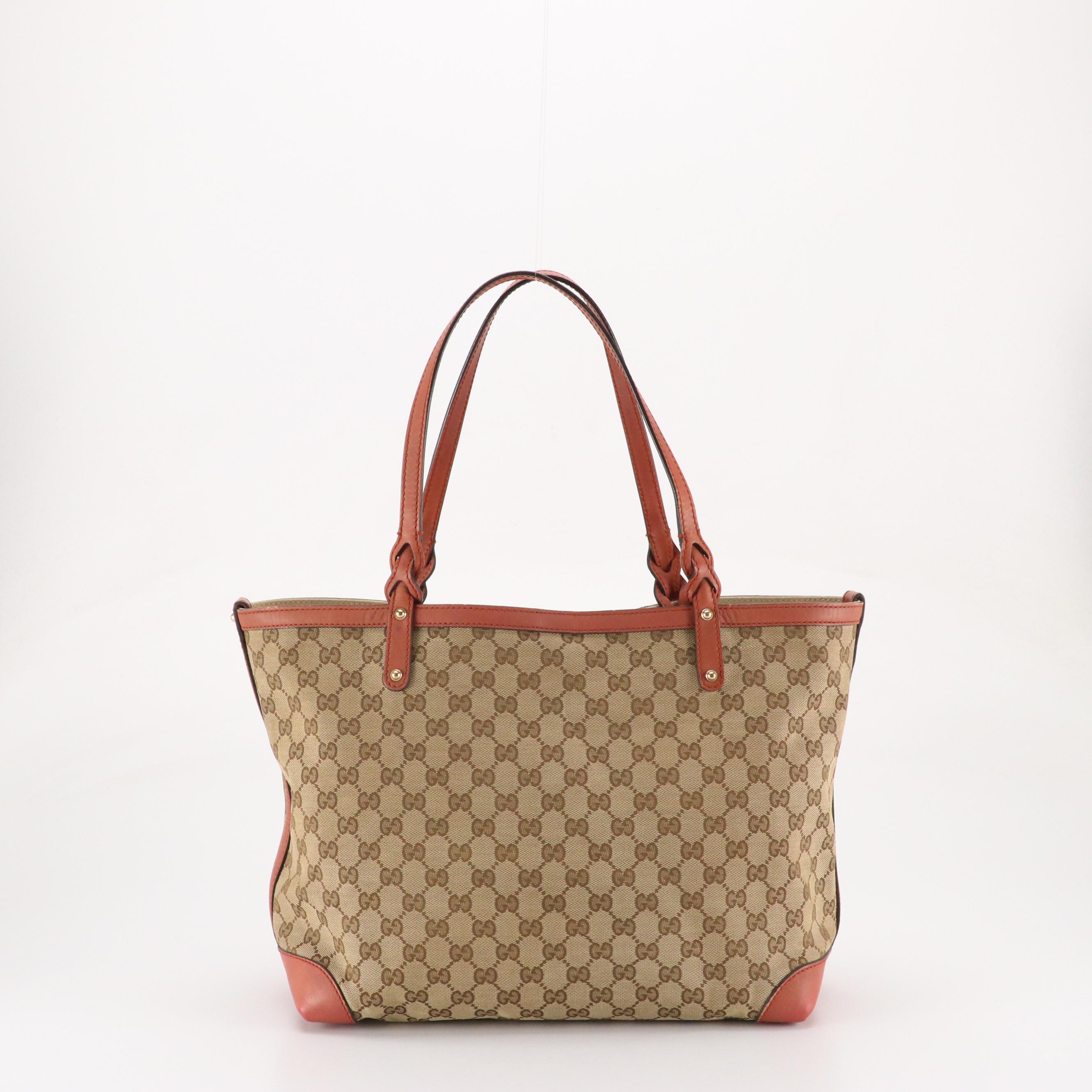Gucci Signature Craft Tote and Zip Pouch in GG Canvas and Blush Mauve Leather