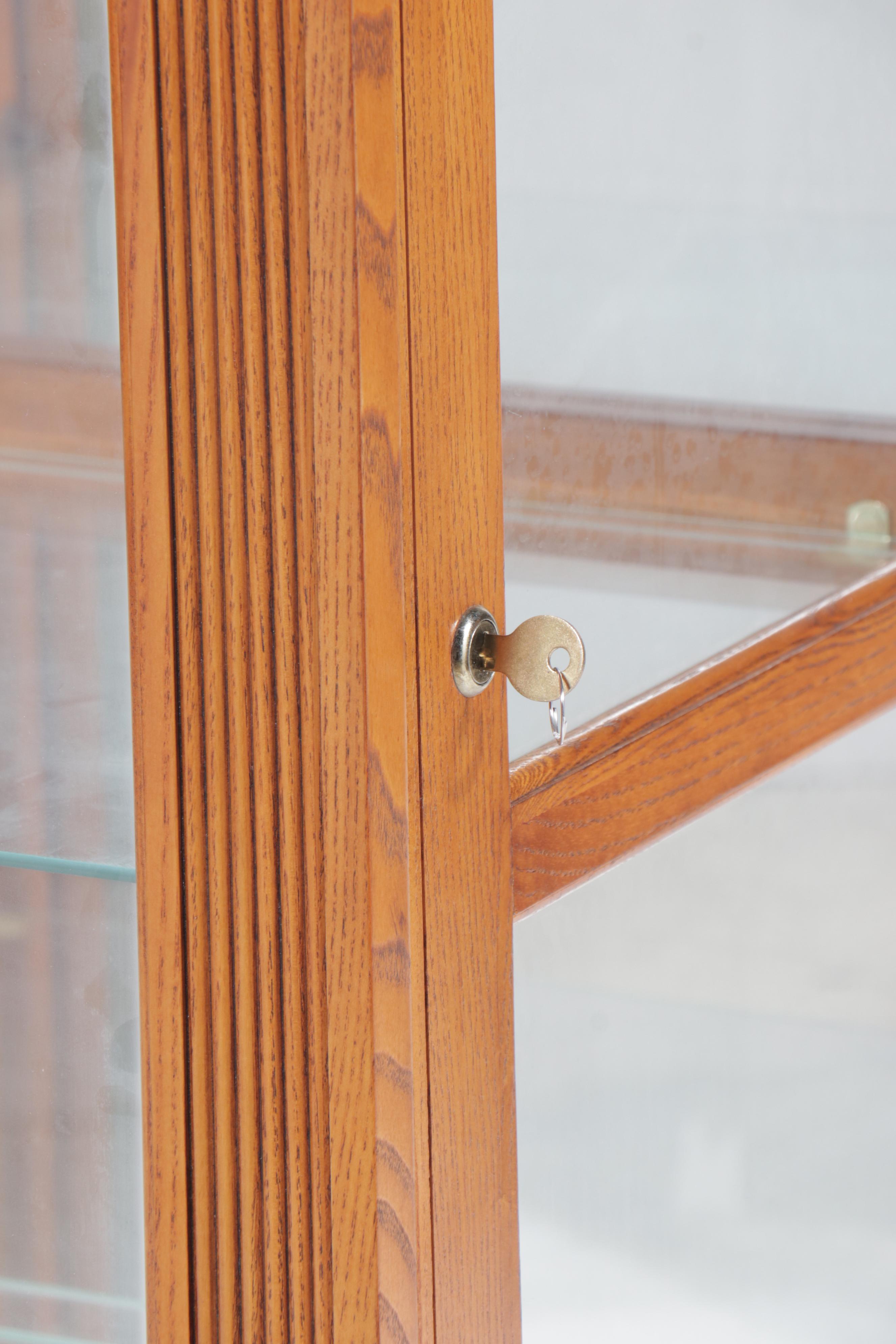 Pulaski Furniture Oak and Cut Glass Curio Cabinet