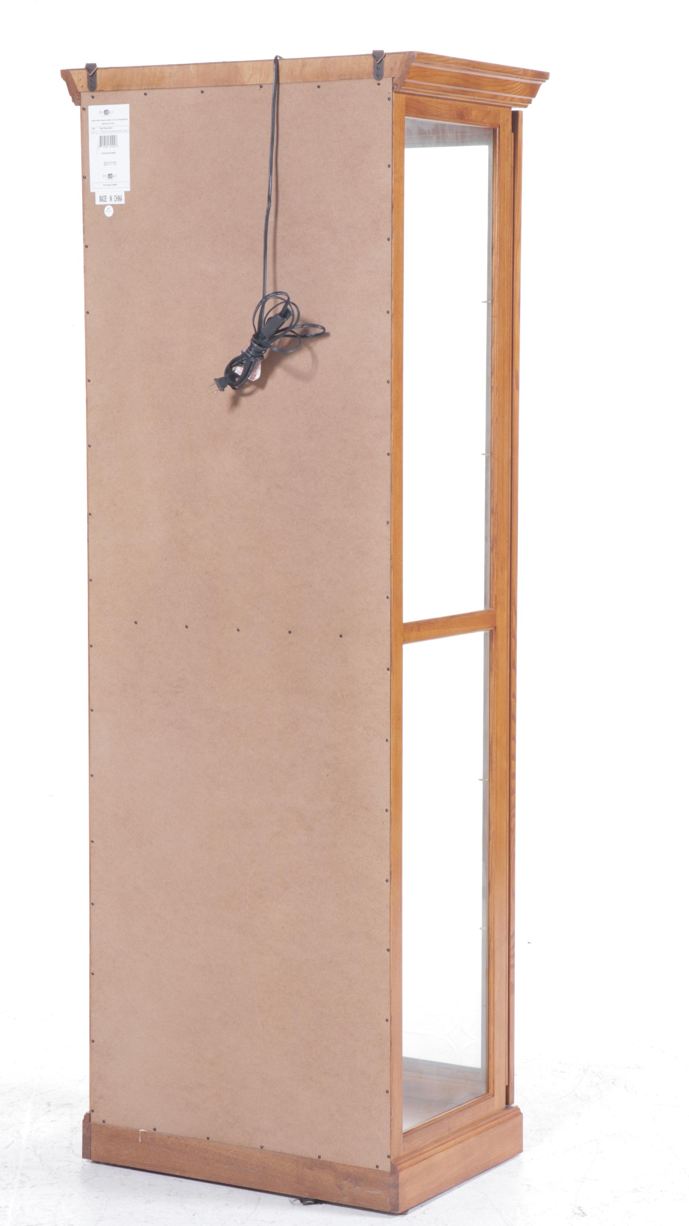 Pulaski Furniture Oak and Cut Glass Curio Cabinet